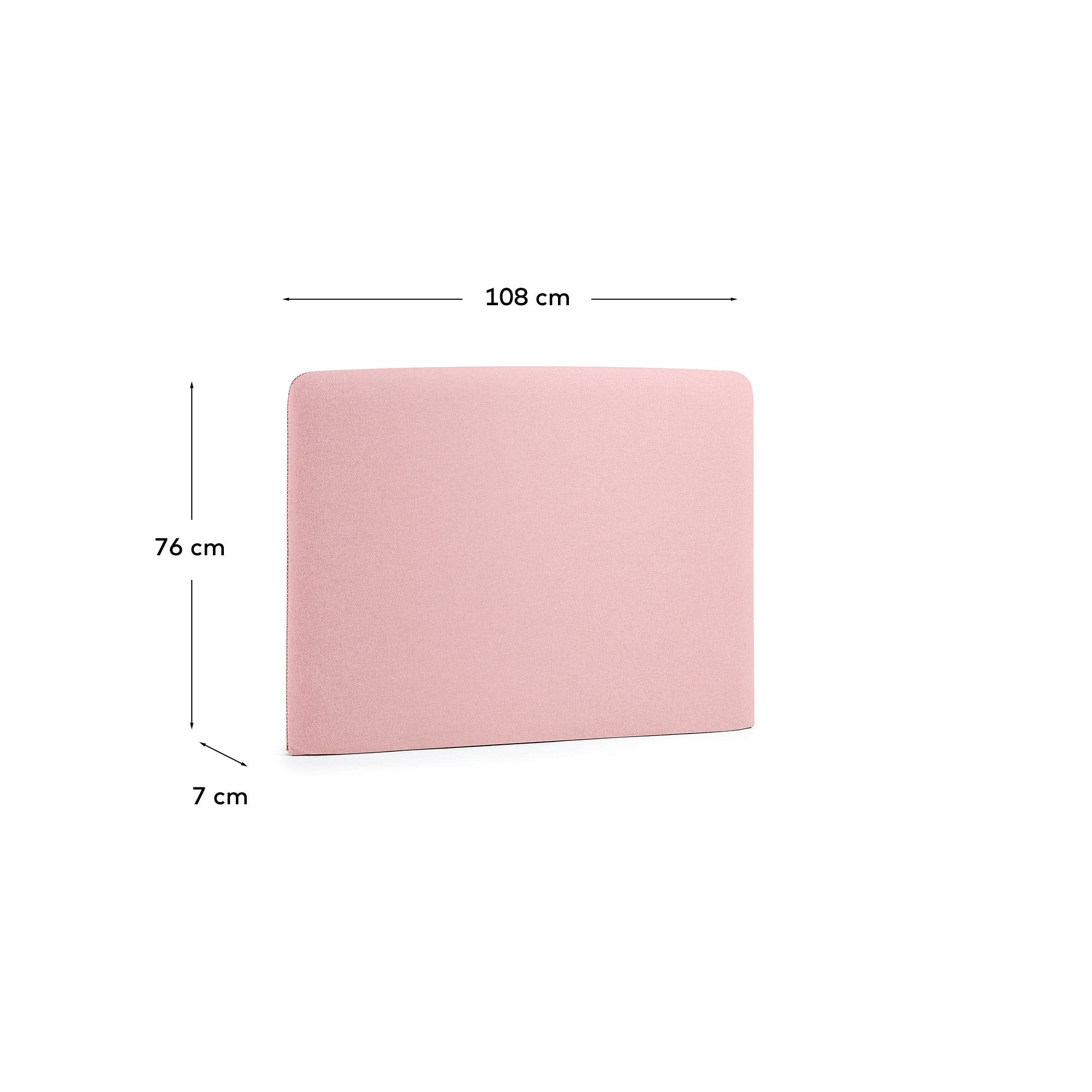 Dyla headboard with removable cover in pink, for 90 cm beds FSC Mix Credit - Measurements