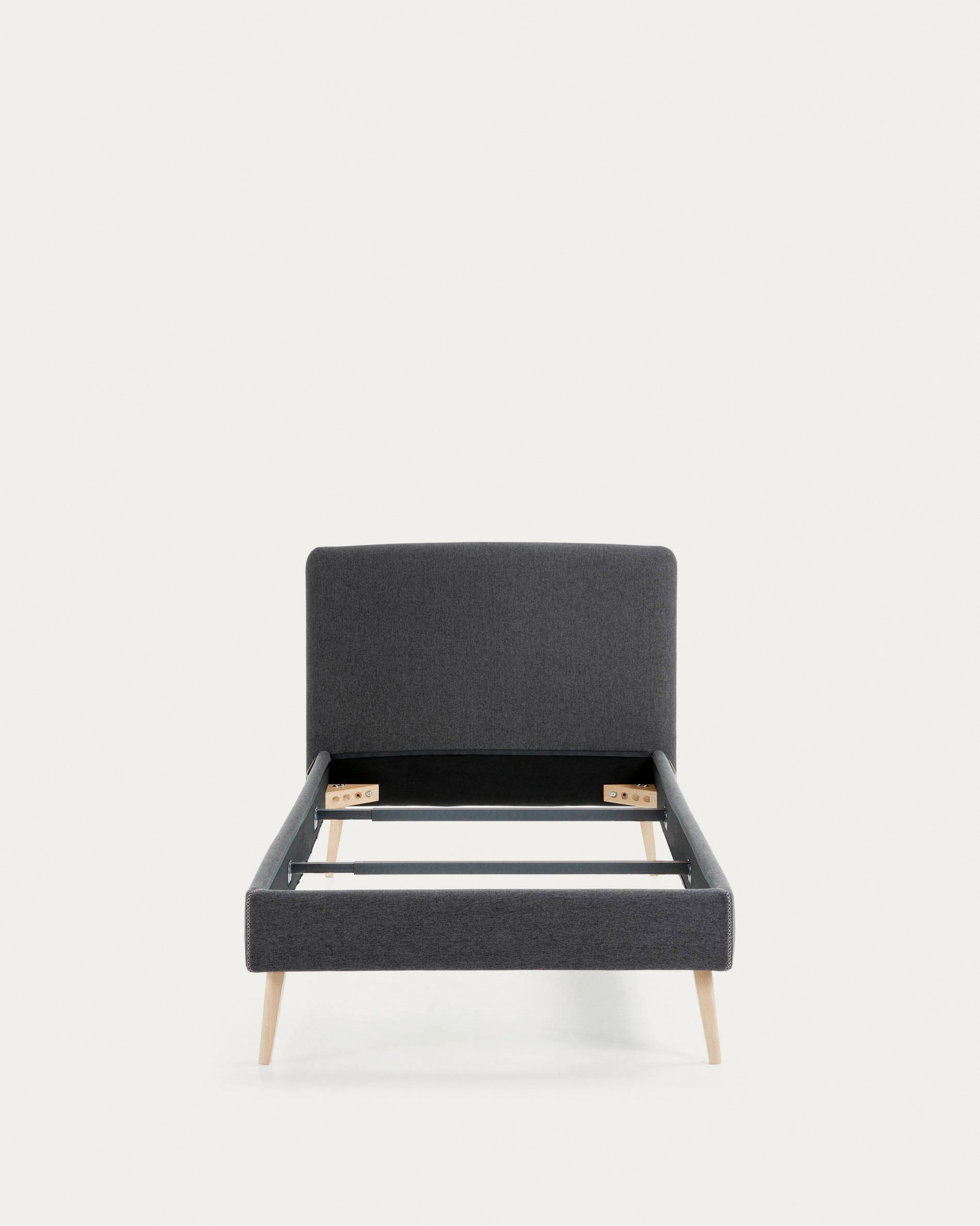 Dyla bed cover for a 90 x 190 cm mattress in black - Product View