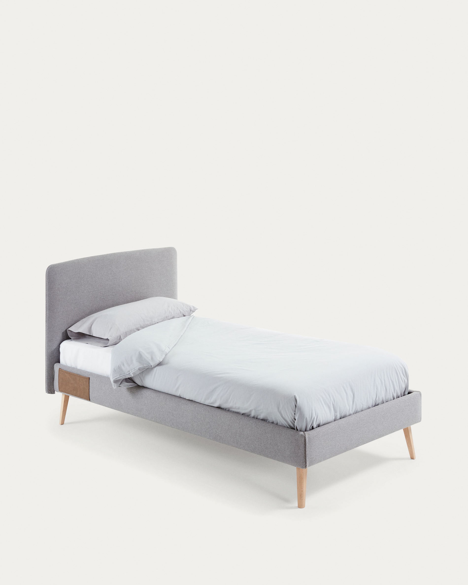 Dyla bed cover for a 90 x 190 cm mattress in grey - Product View