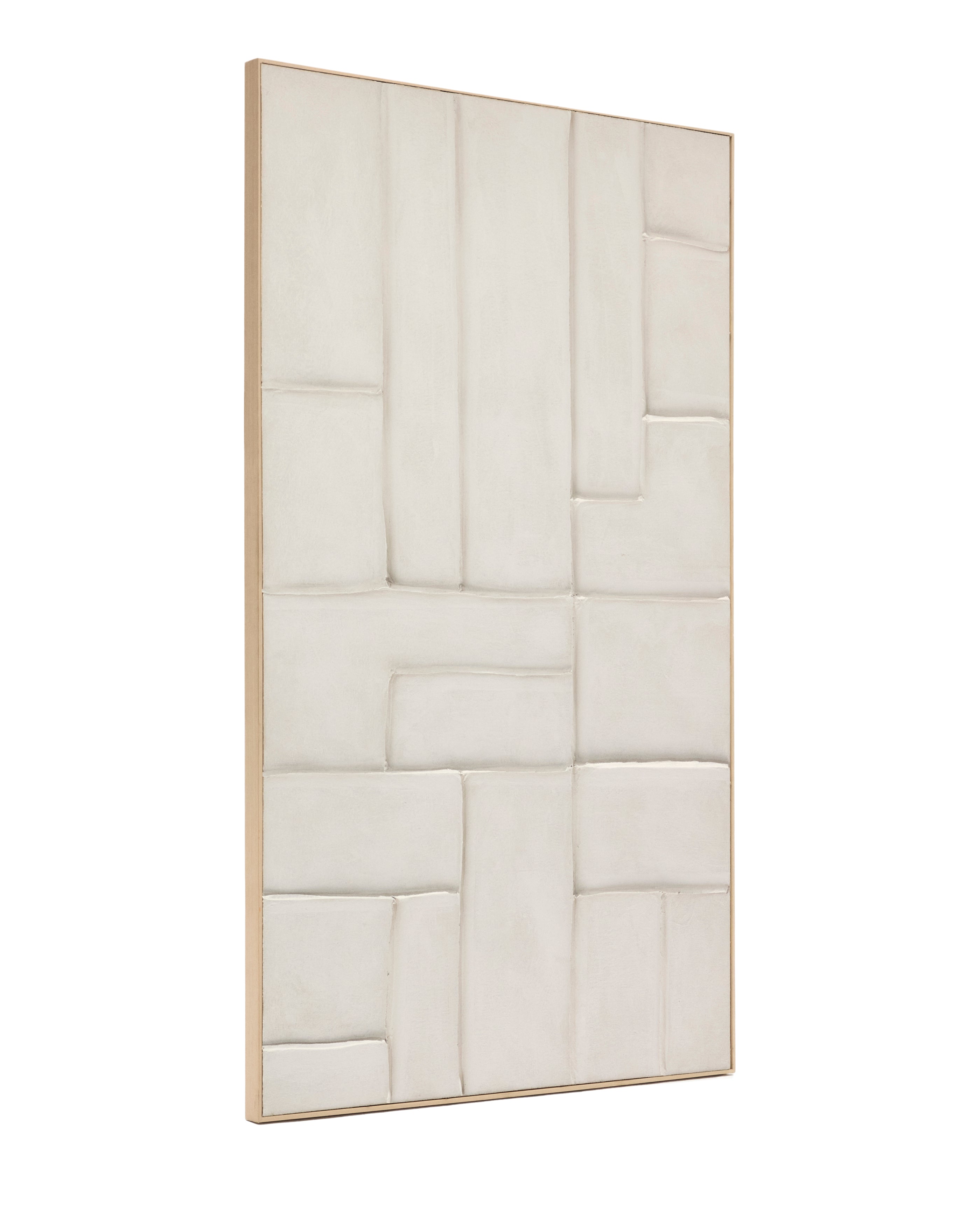 Klis white linen picture with geometric shapes, 120 x 200 cm - Product Image