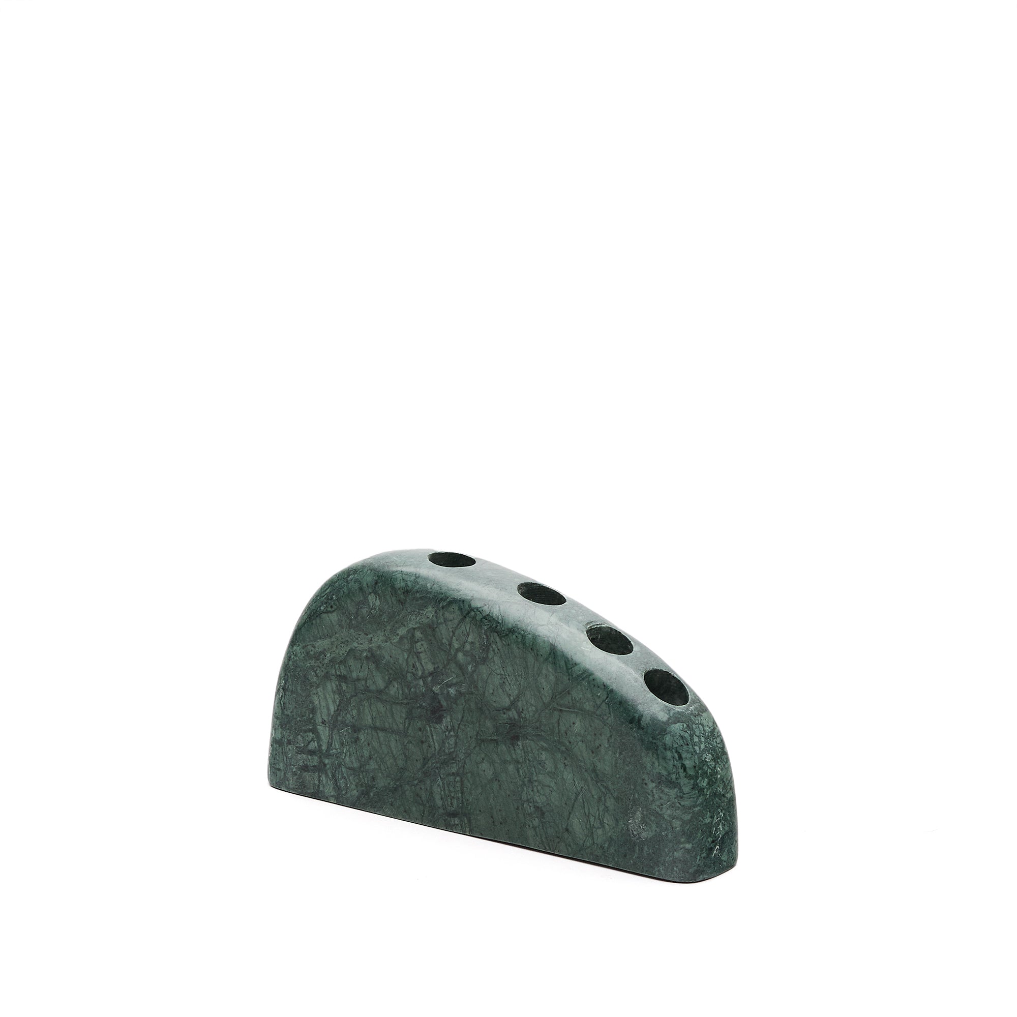 Signe large, green marble candlestick, 10 cm - Product Image