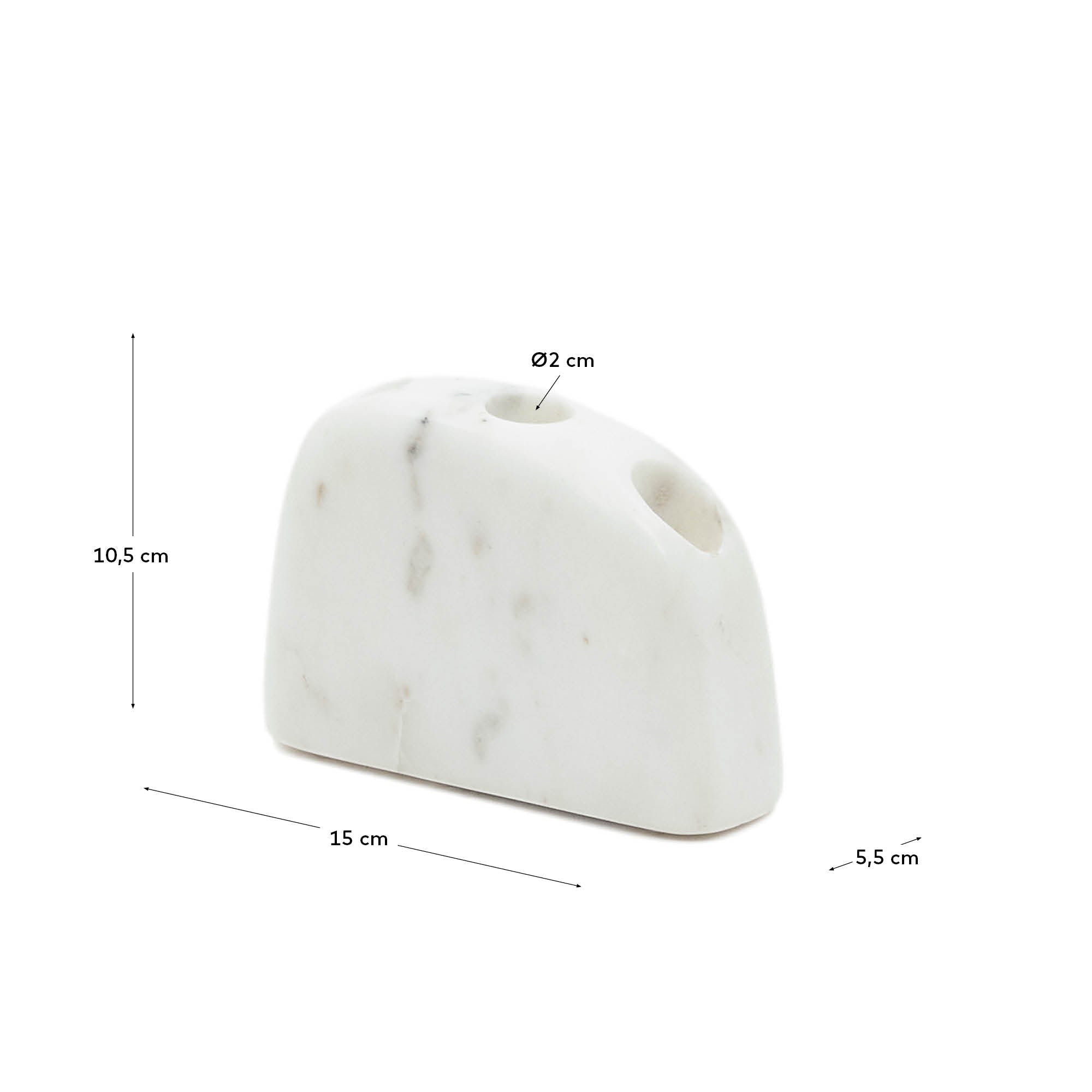 Signe medium-sized, white marble candlestick, 10 cm - Measurements