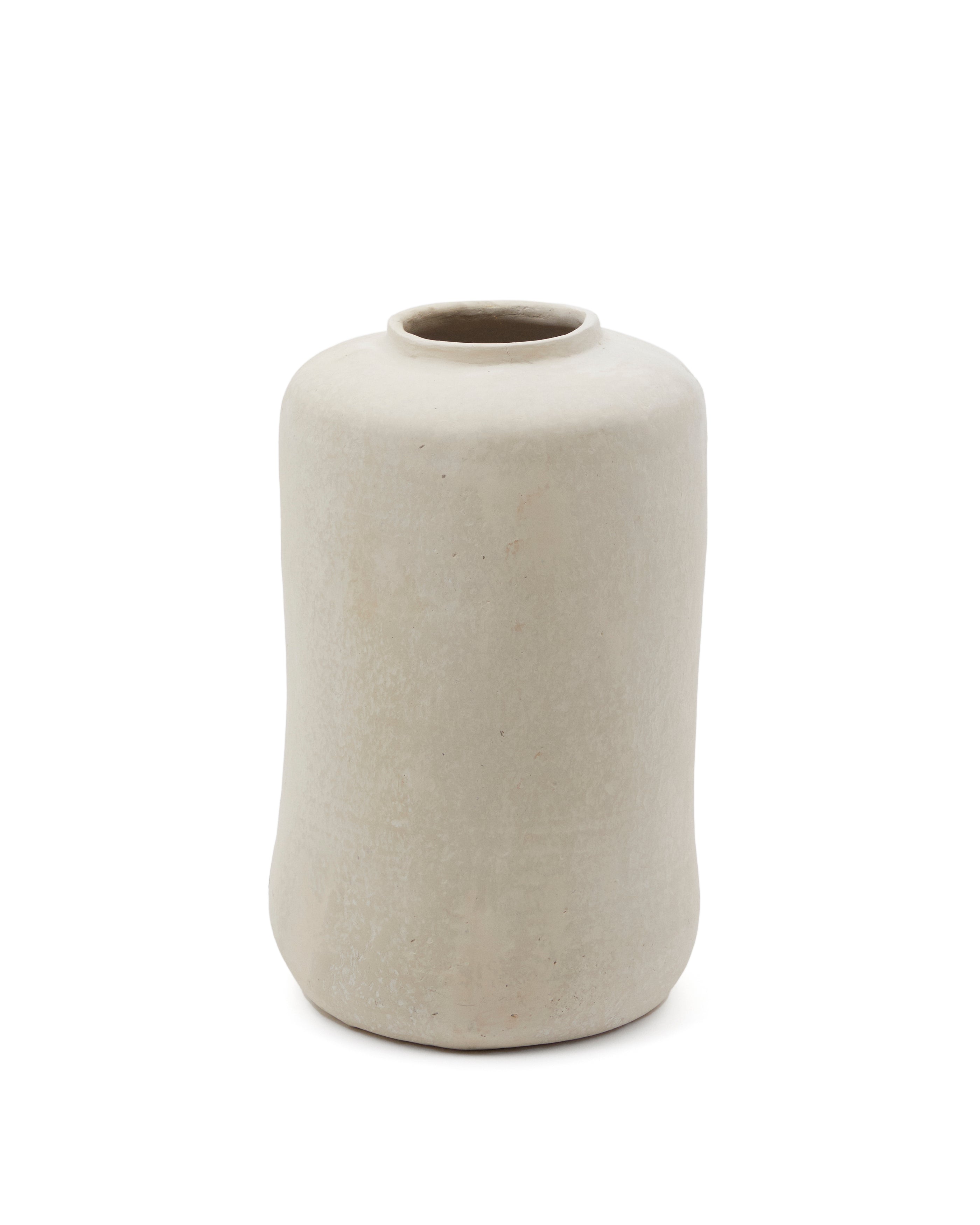 Serina papier mâché vase in white 34 cm - Product Image