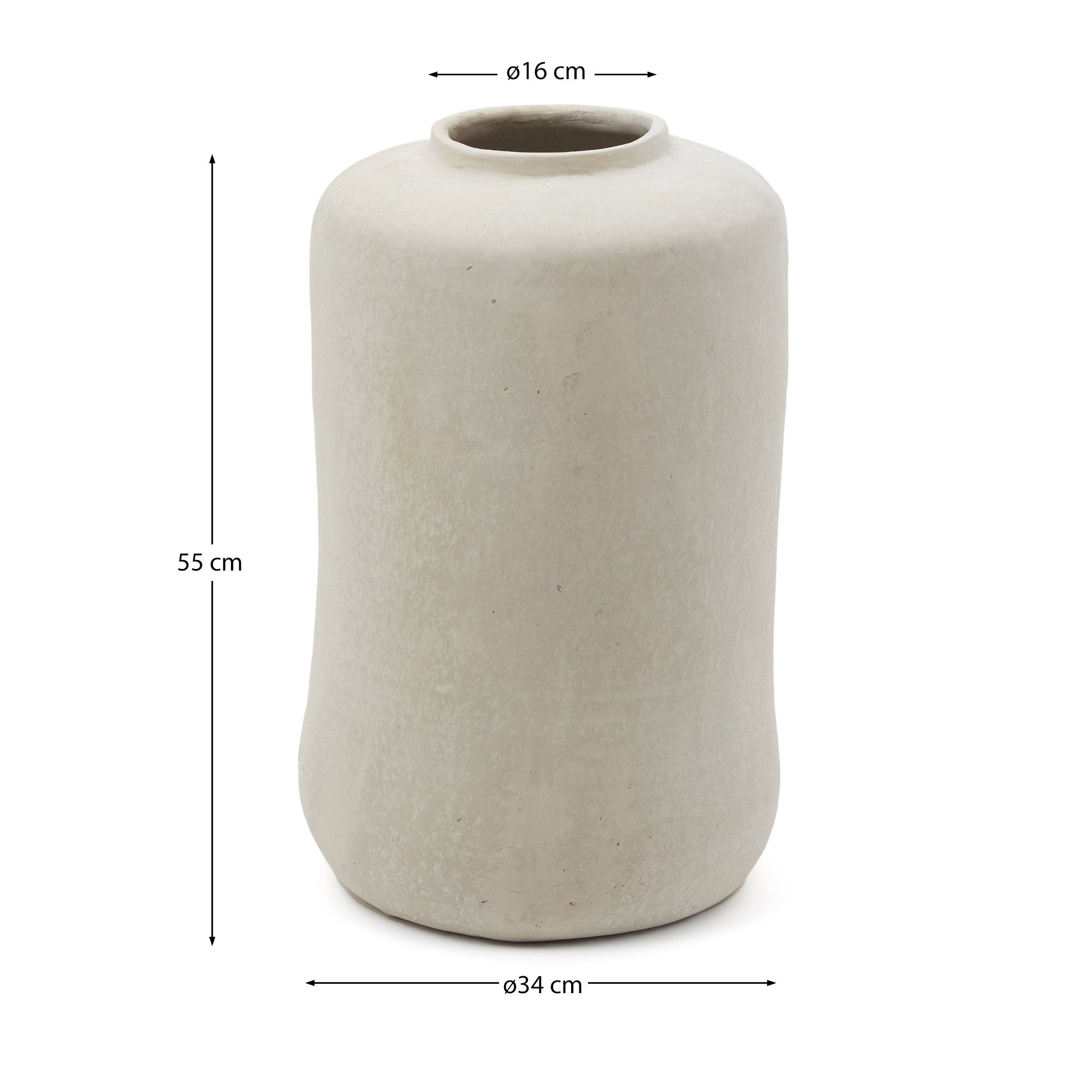 Serina papier mâché vase in white 34 cm - Measurements