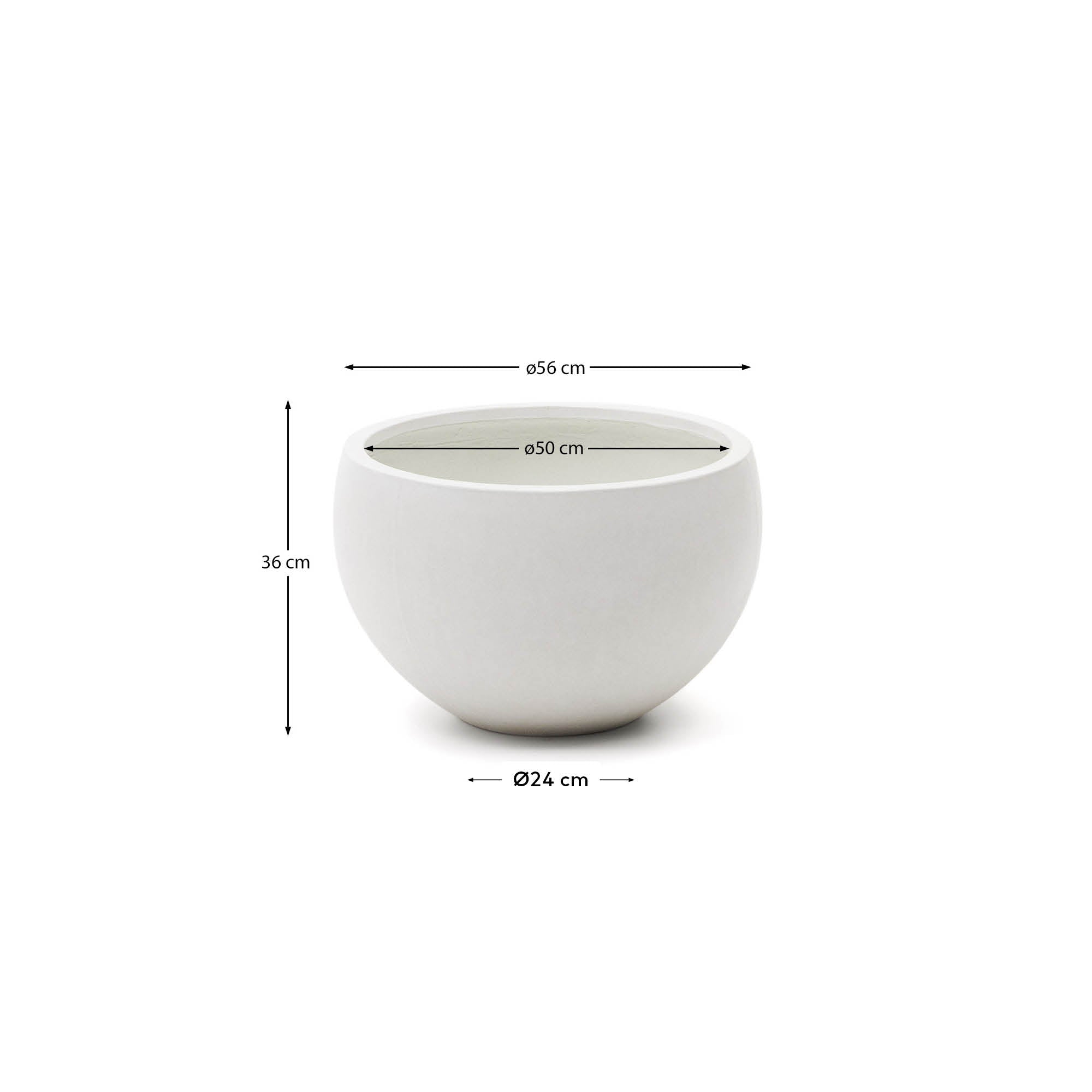 Grau White Cement Planter Ø 56 cm - Measurements