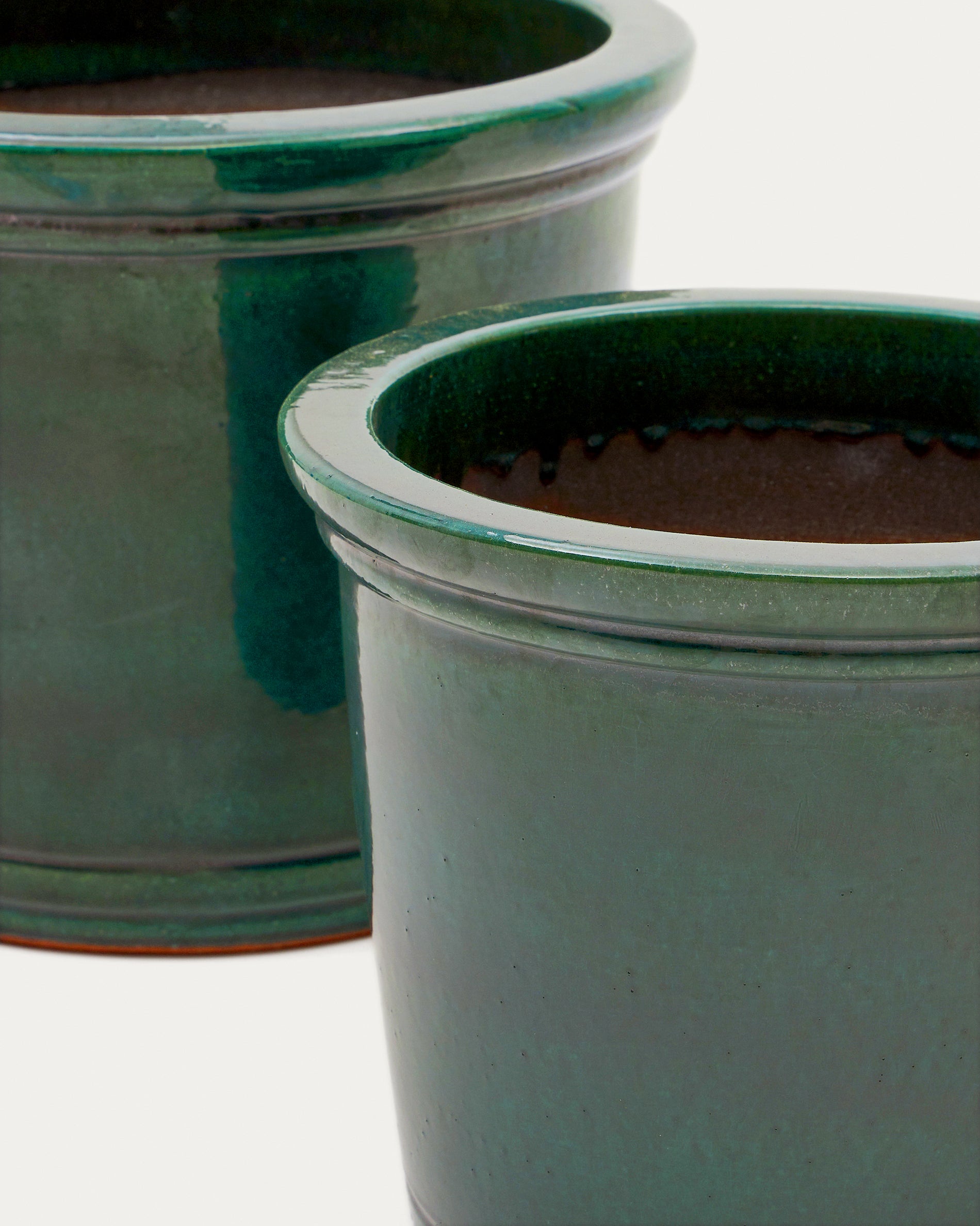 Presili set of 2 ceramic planters with glazed green finish Ø 37 / 47 cm - Detail