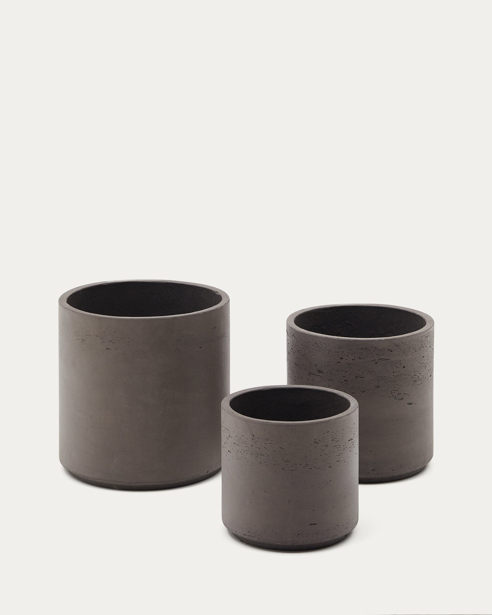 Sintina set of 3 grey cement and fiberglass plant pots Ø 23 cm / Ø 27.5 cm / 32 cm - Product View