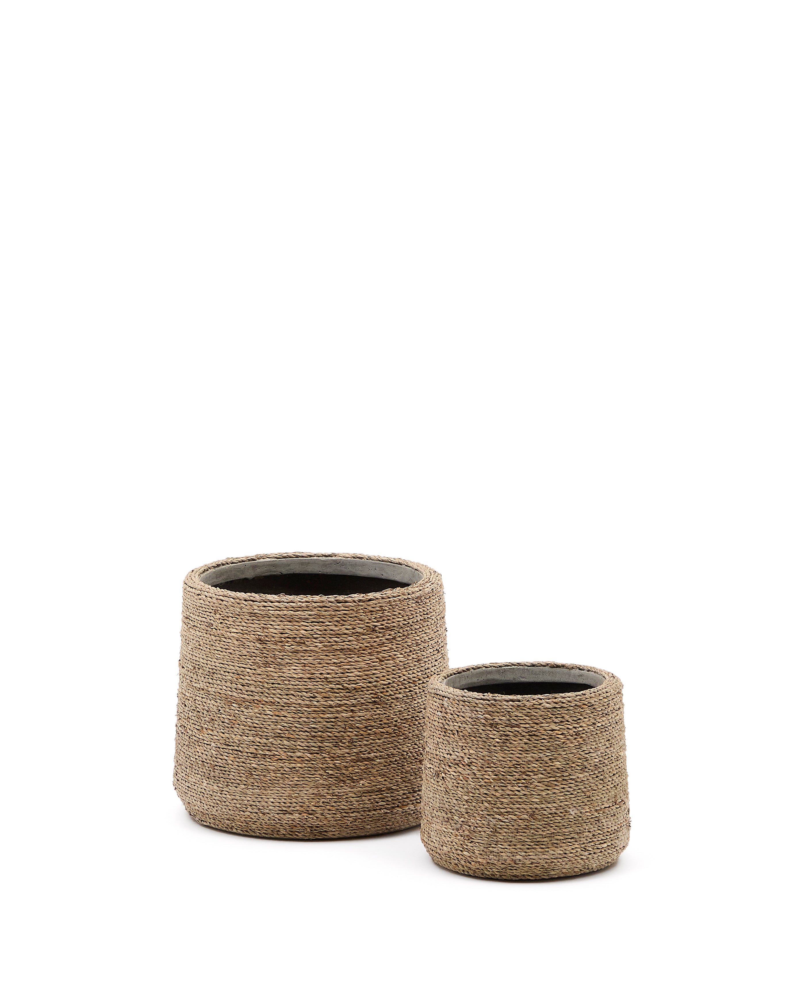 Sigal set of 2 cement plant pots in a natural finish, Ø 24 cm / 31 cm - Product Image