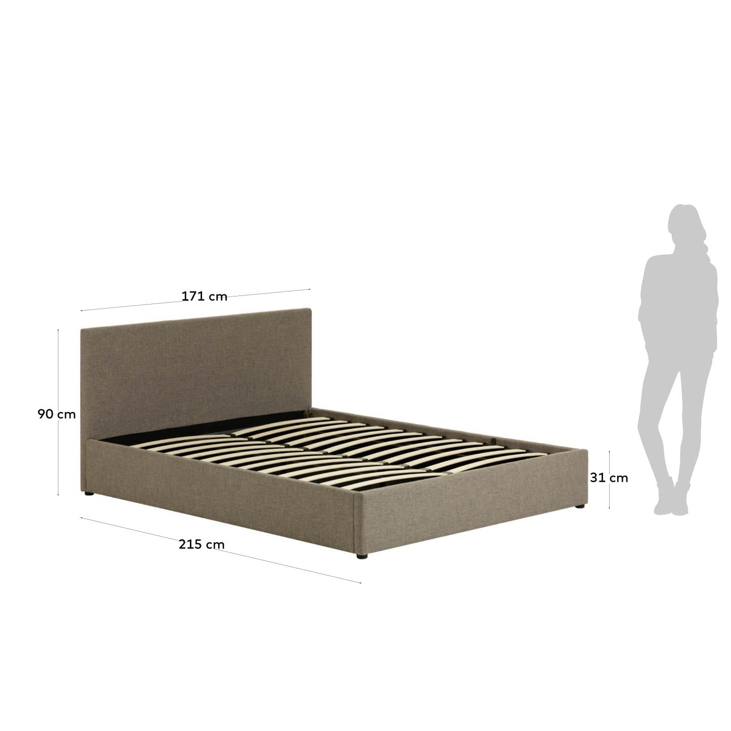 Nahiri ottoman bed for a 160 x 200 cm mattress - Measurements
