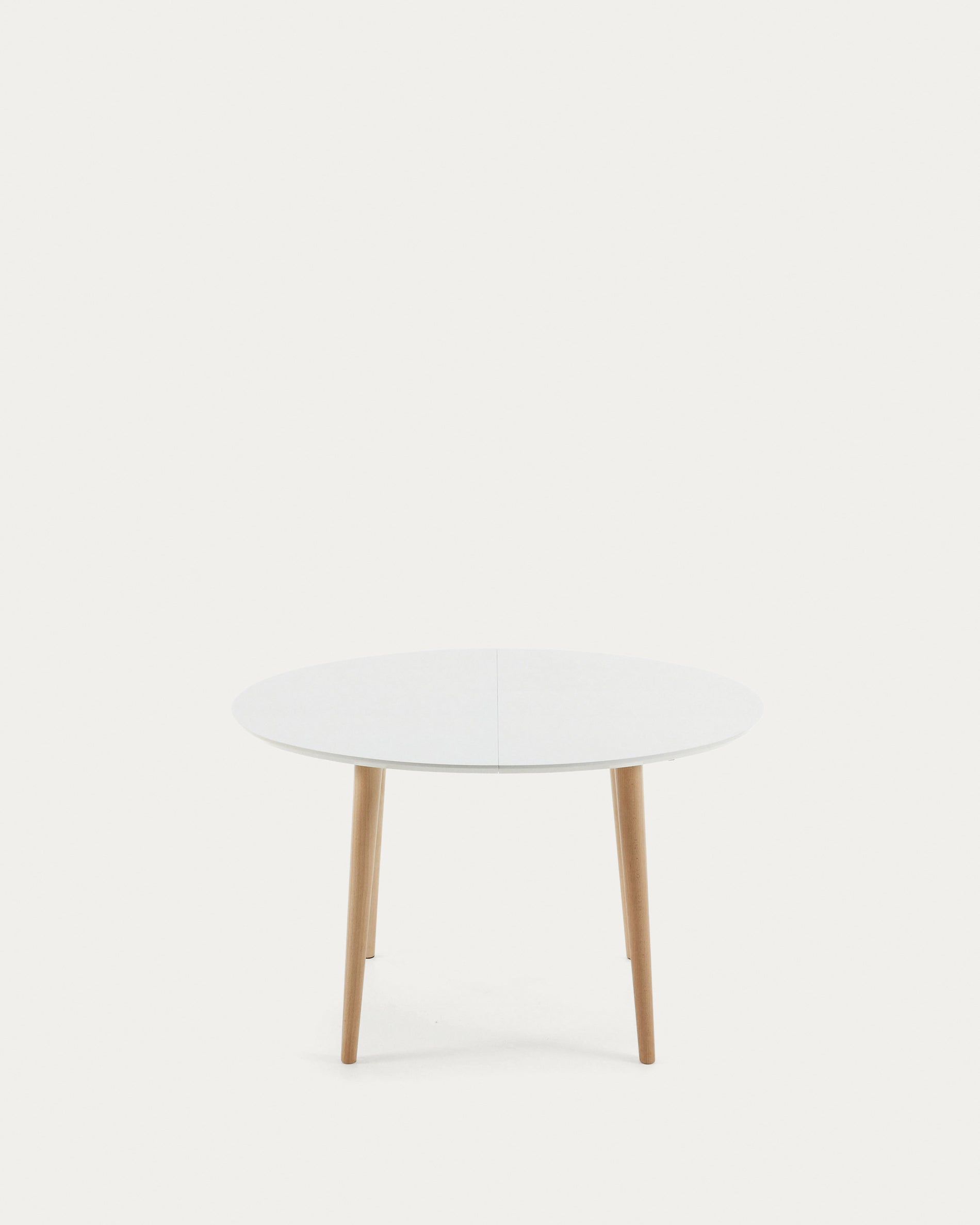 Oqui oval extendable MDF table with white lacquer and solid beech legs 120 (200) x 90 cm - Product View