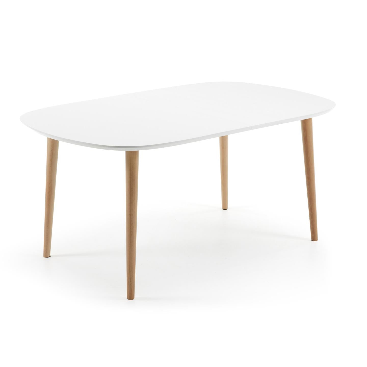 Oqui extendable oval table with an oak veneer and solid wood legs, Ø 160 (260) x 100 cm - Product Image