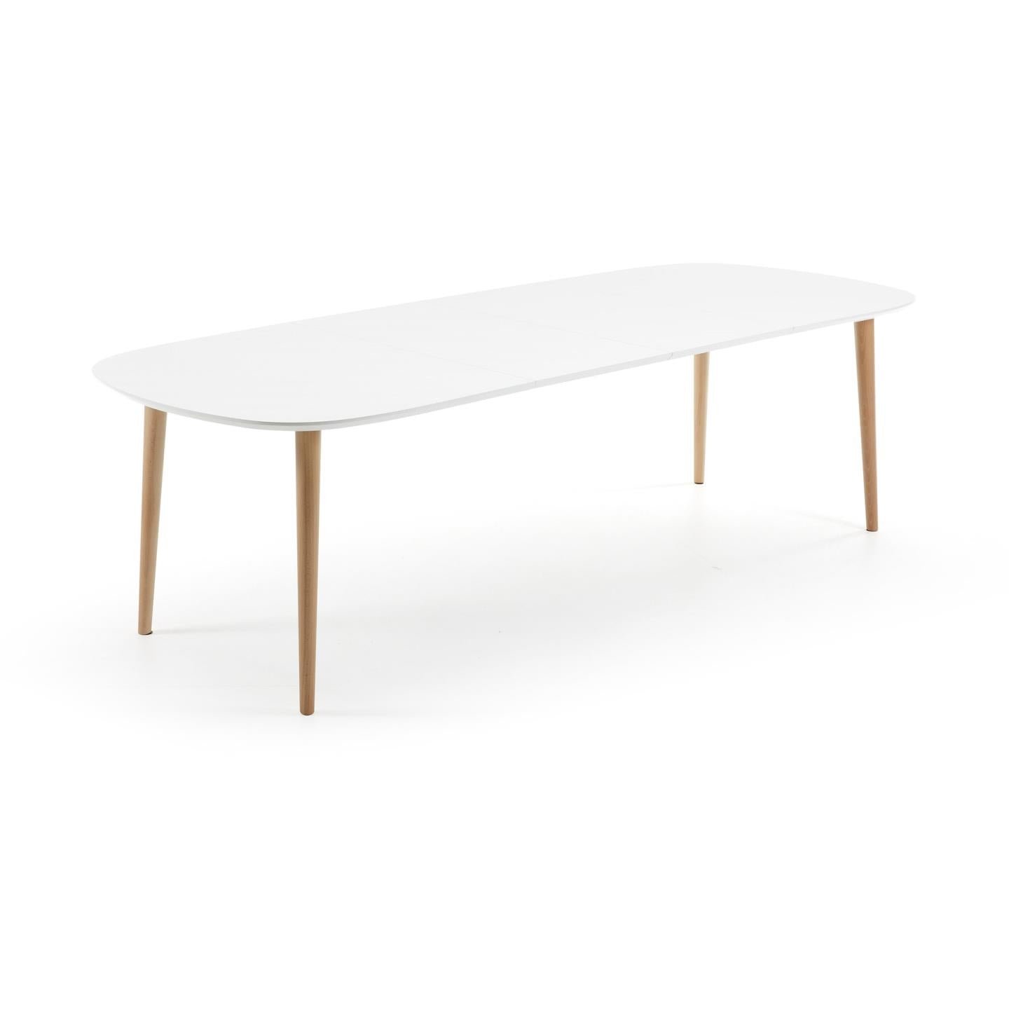 Oqui extendable oval table with an oak veneer and solid wood legs, Ø 160 (260) x 100 cm - Product Image
