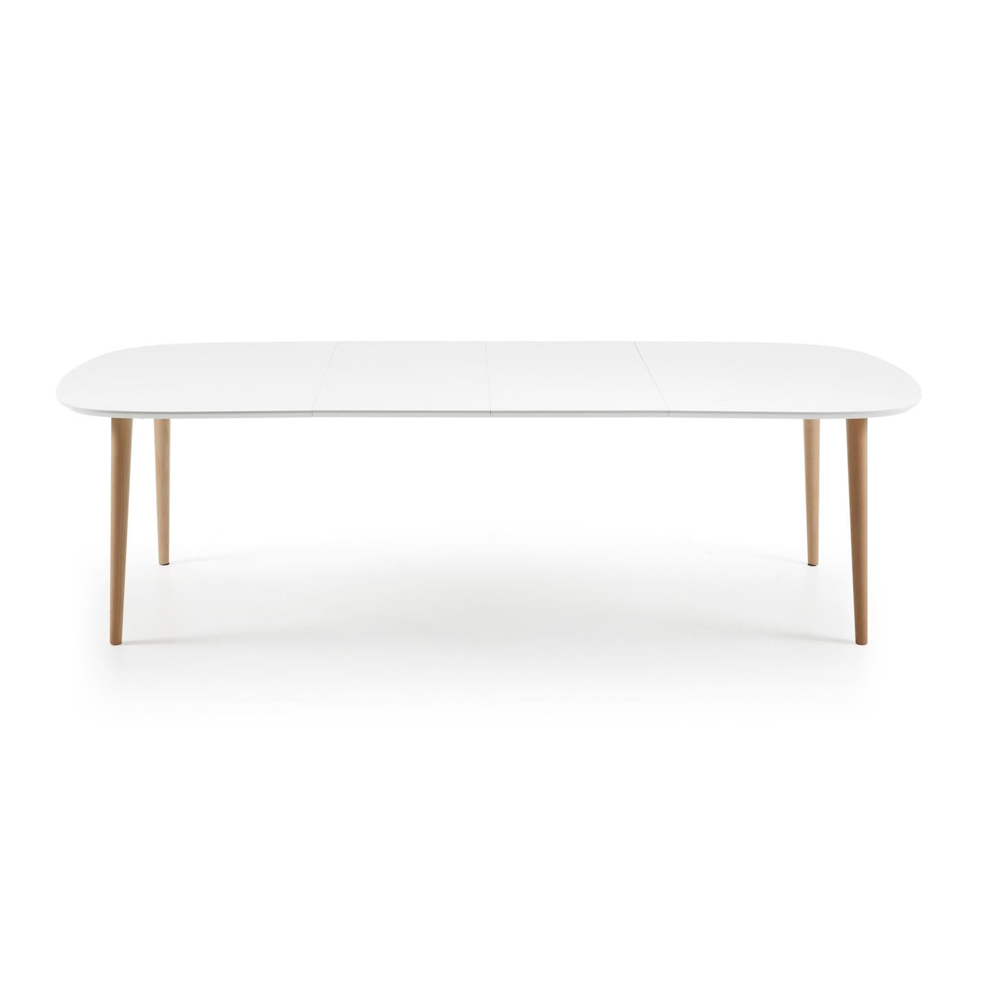 Oqui extendable oval table with an oak veneer and solid wood legs, Ø 160 (260) x 100 cm - Product Image