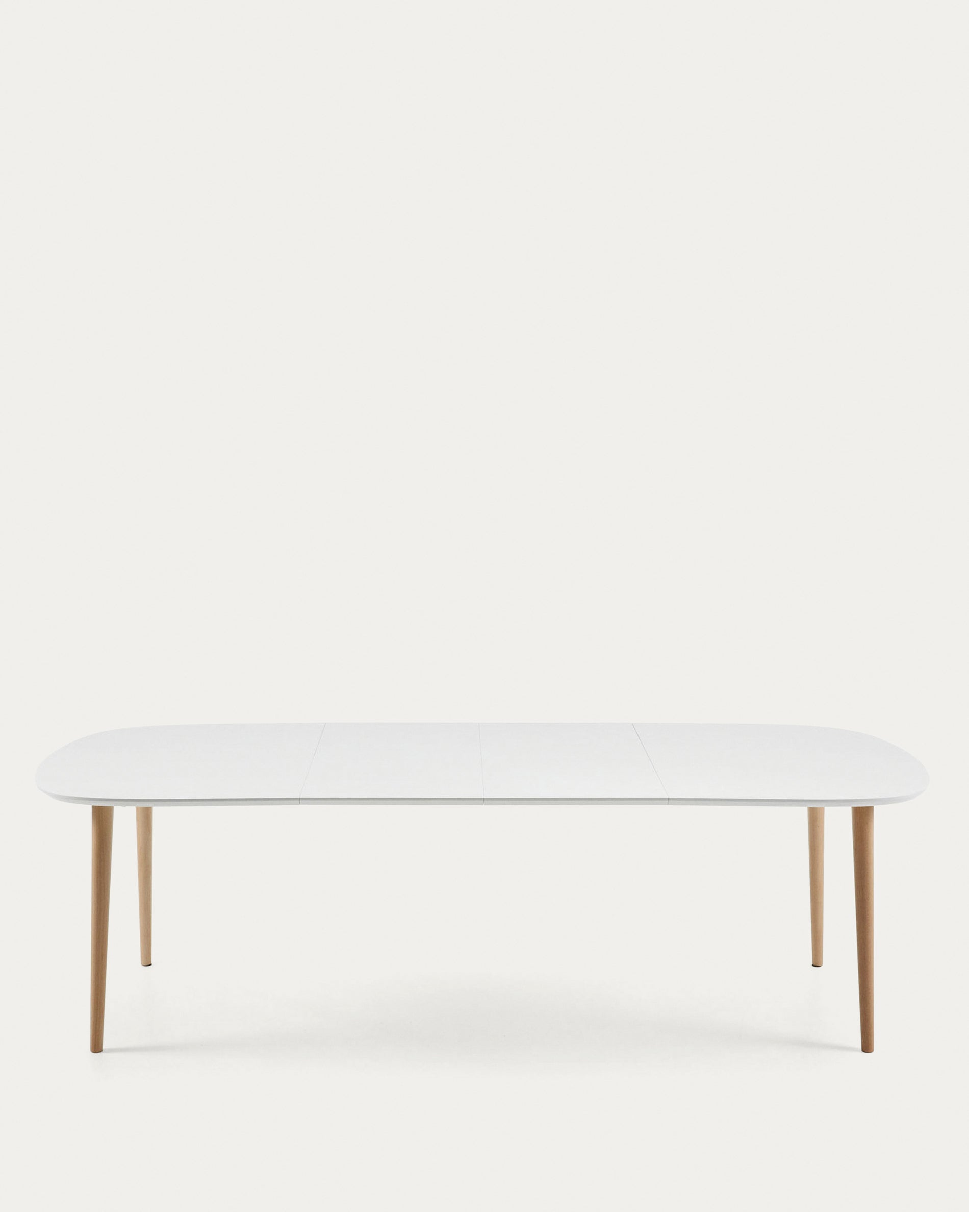 Oqui extendable oval table with an oak veneer and solid wood legs, Ø 160 (260) x 100 cm - Product View