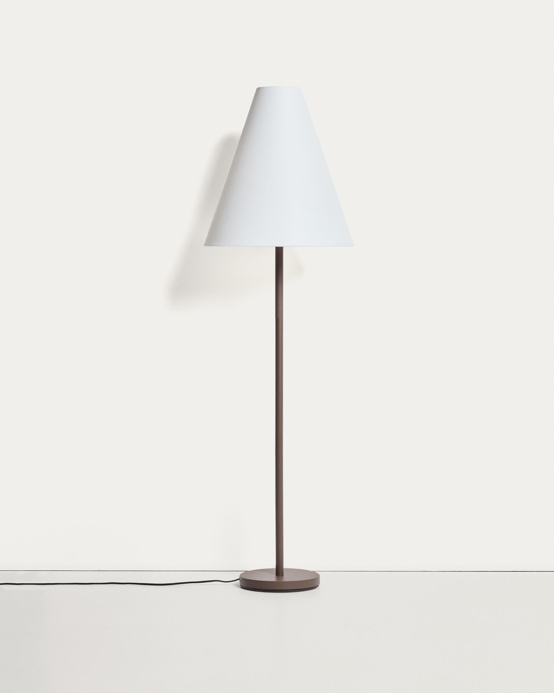 Navat metal floor lamp with brown distressed finish - Product View