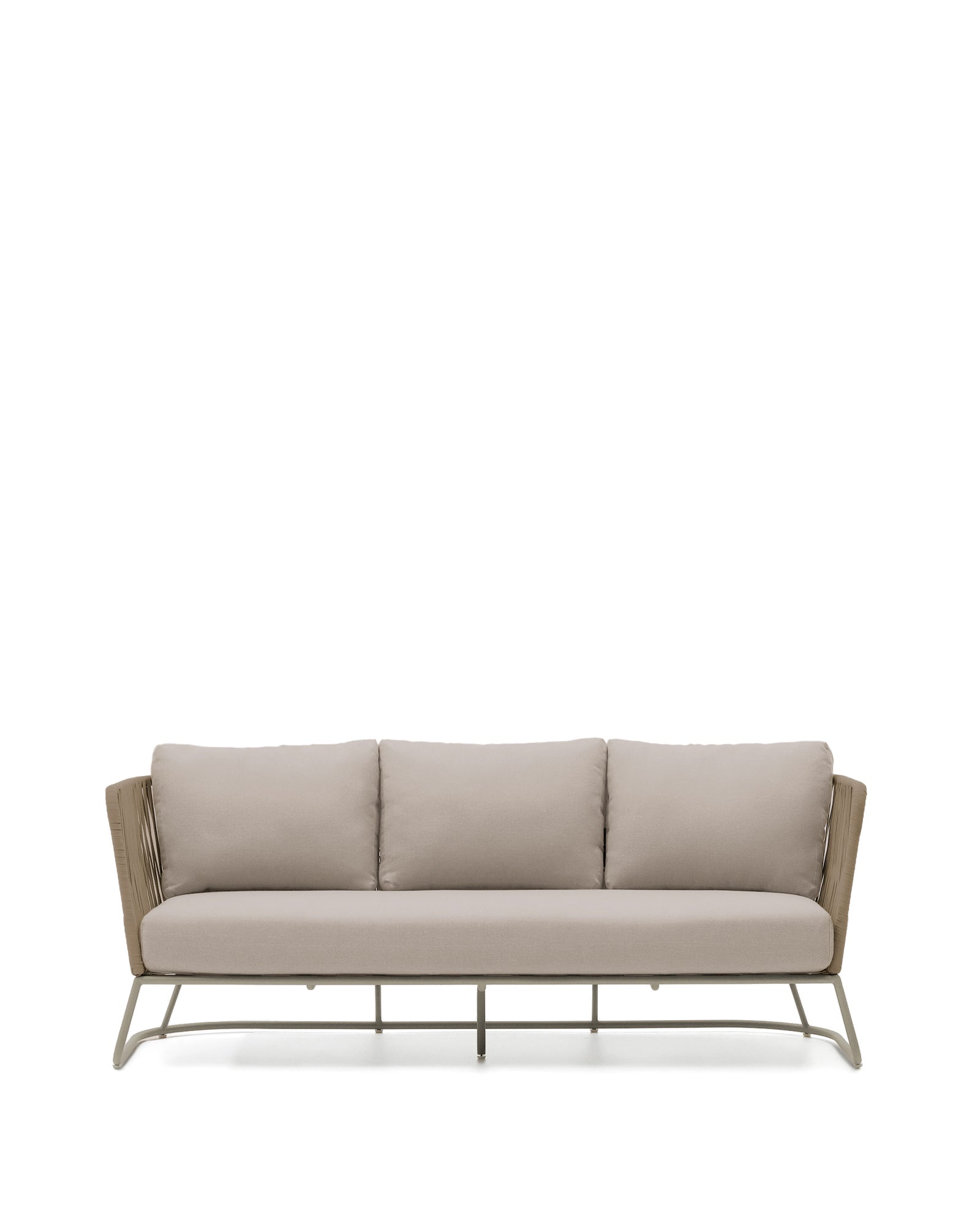 Saconca outdoor 3-seater sofa in rope cord and beige galvanised steel 189 cm - Product Image
