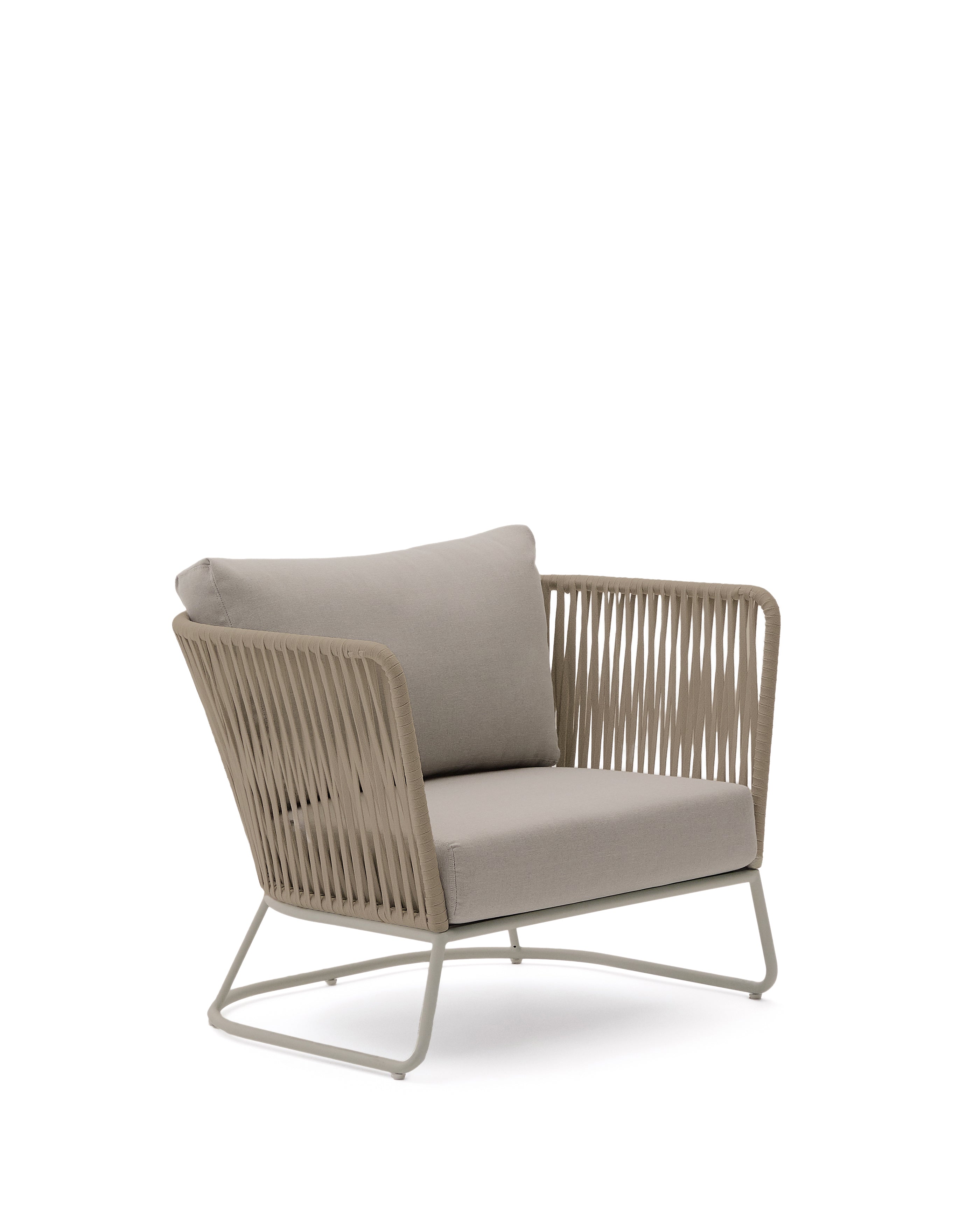 Saconca outdoor armchair in rope cord and beige galvanised steel - Product Image