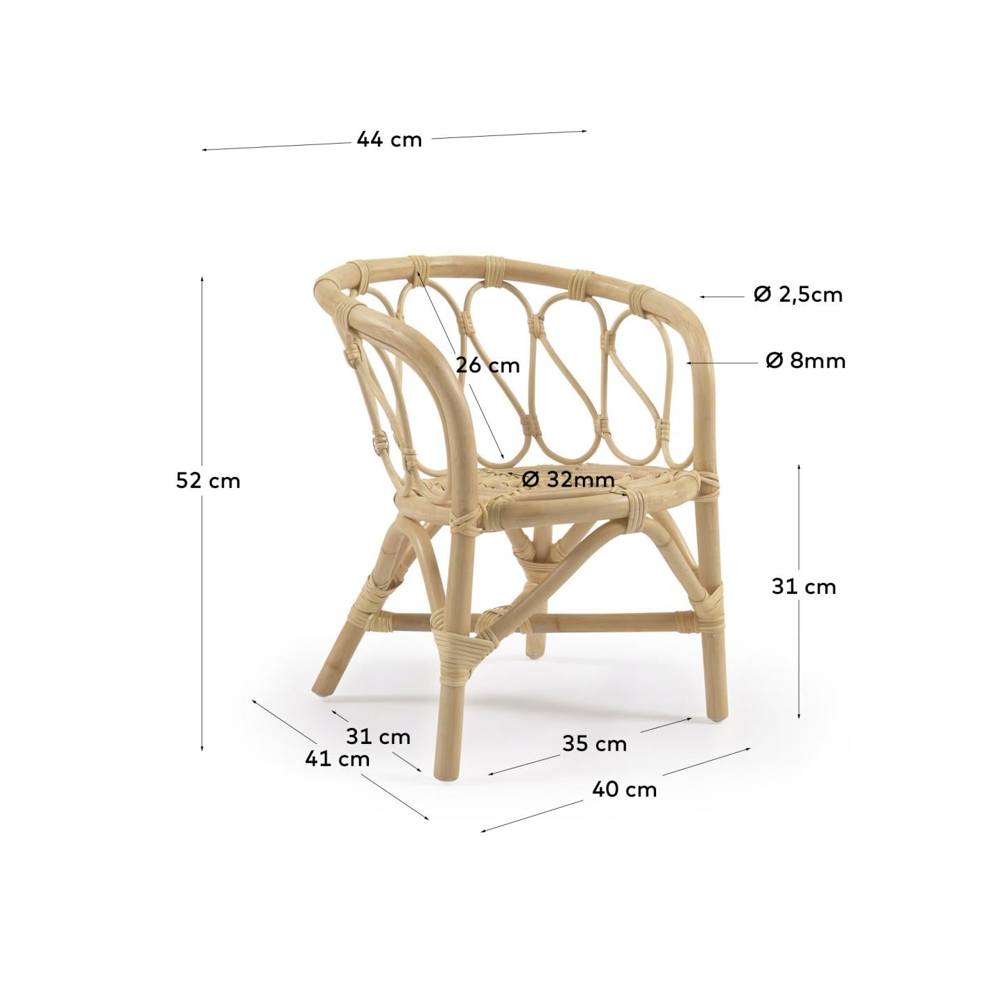 Lumila rattan children’s chair - Measurements