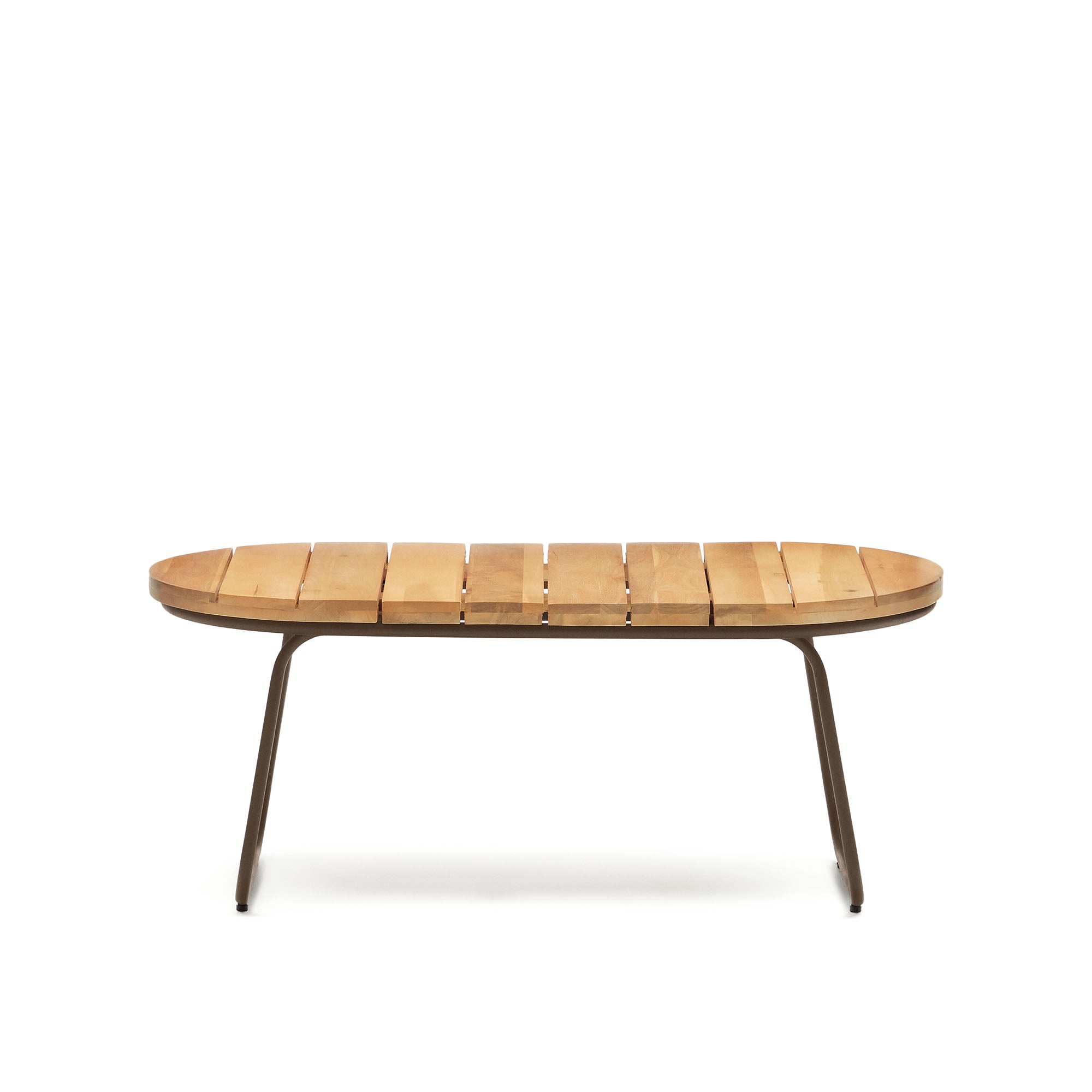 Salguer outdoor coffee table in solid acacia & brown steel, Ø 100 x 50 cm FSC 100% - Product Image