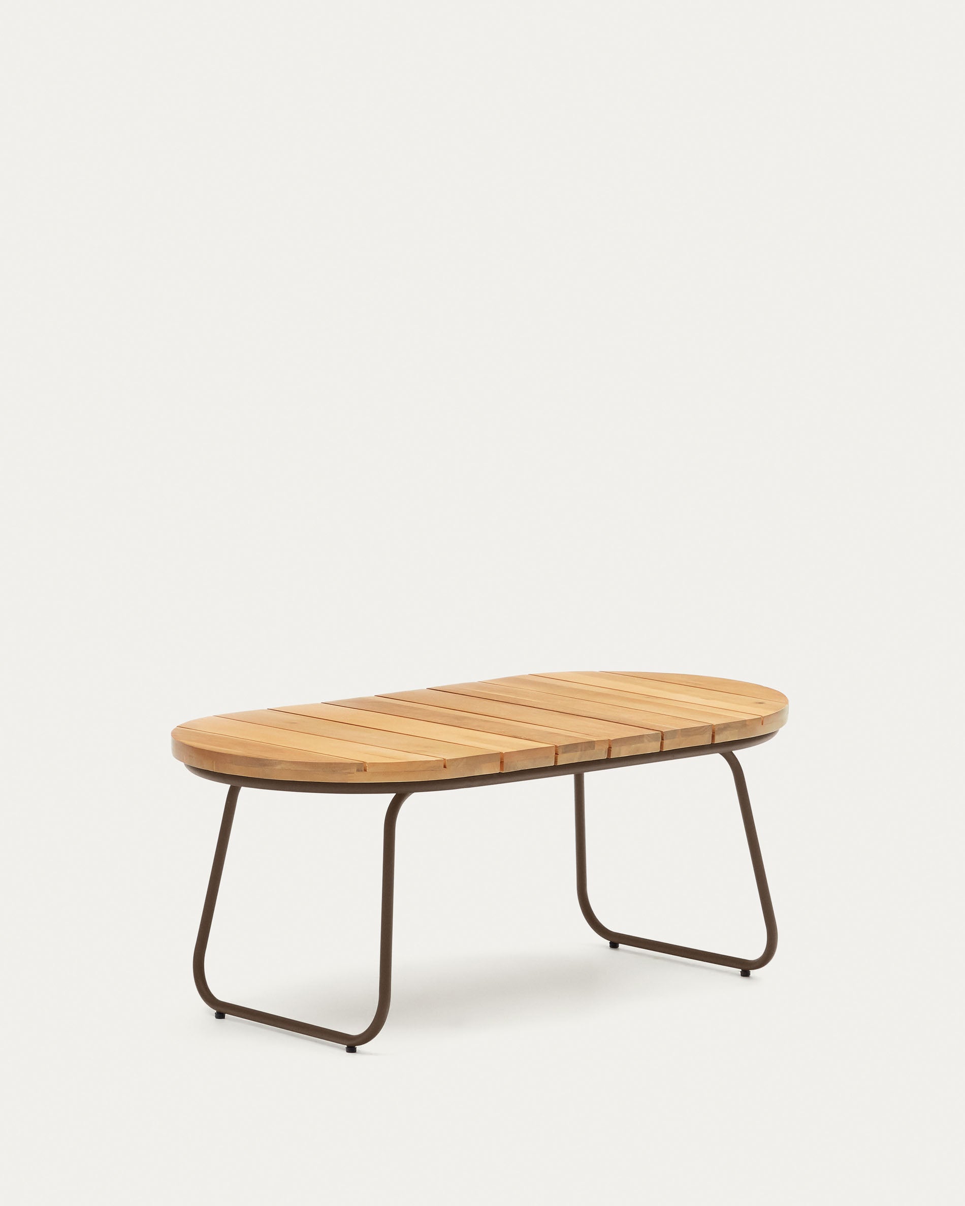 Salguer outdoor coffee table in solid acacia & brown steel, Ø 100 x 50 cm FSC 100% - Product View