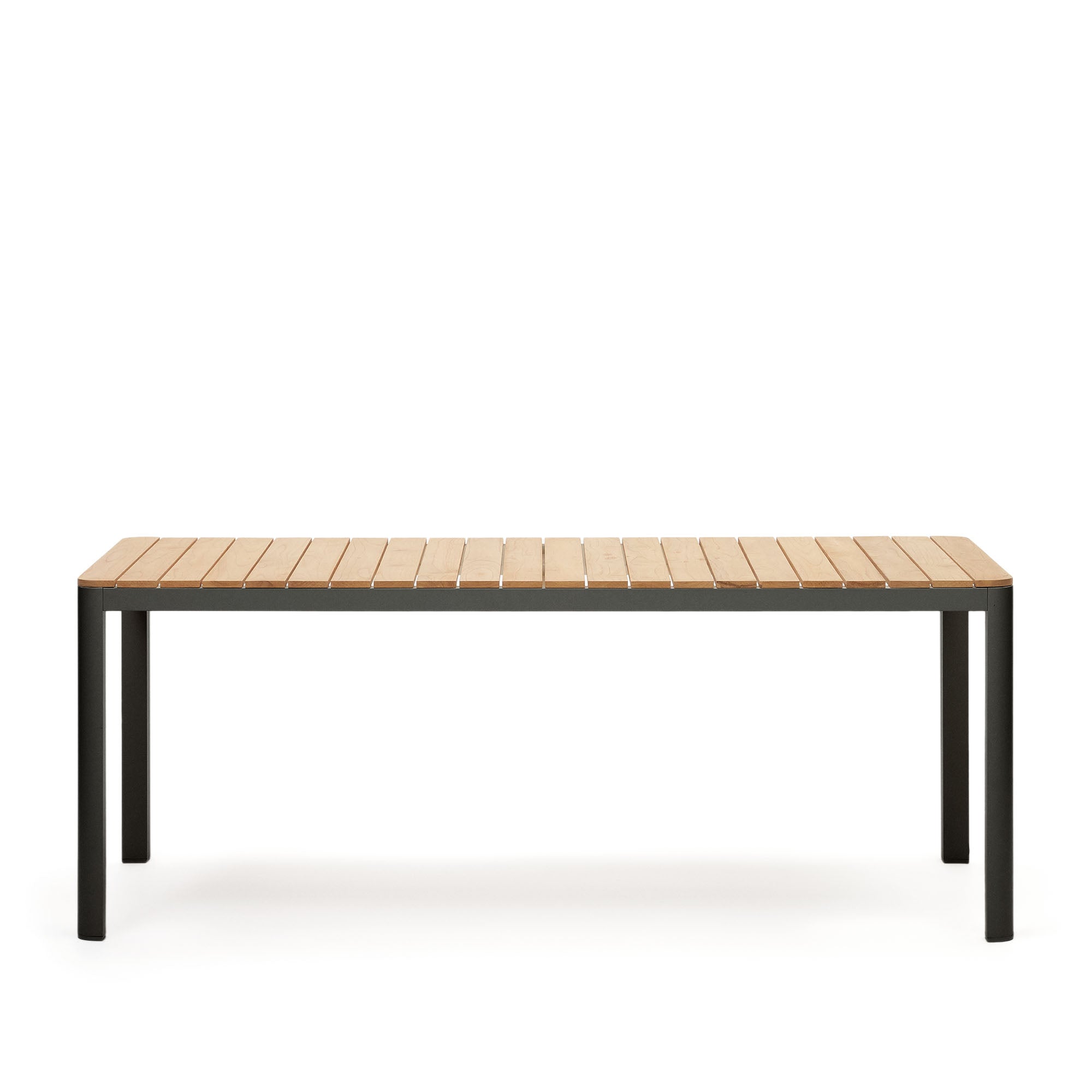Bona aluminium and solid teak table, 100% outdoor suitable with black finish, 200 x 100 cm - Product Image