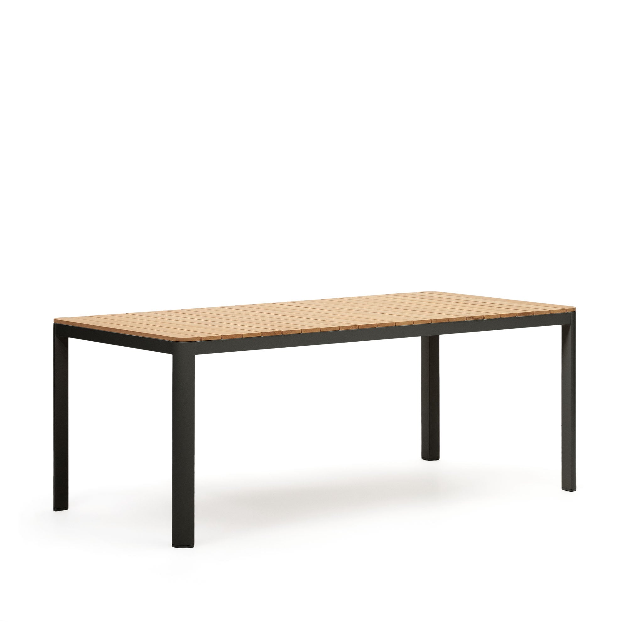Bona aluminium and solid teak table, 100% outdoor suitable with black finish, 200 x 100 cm - Product Image