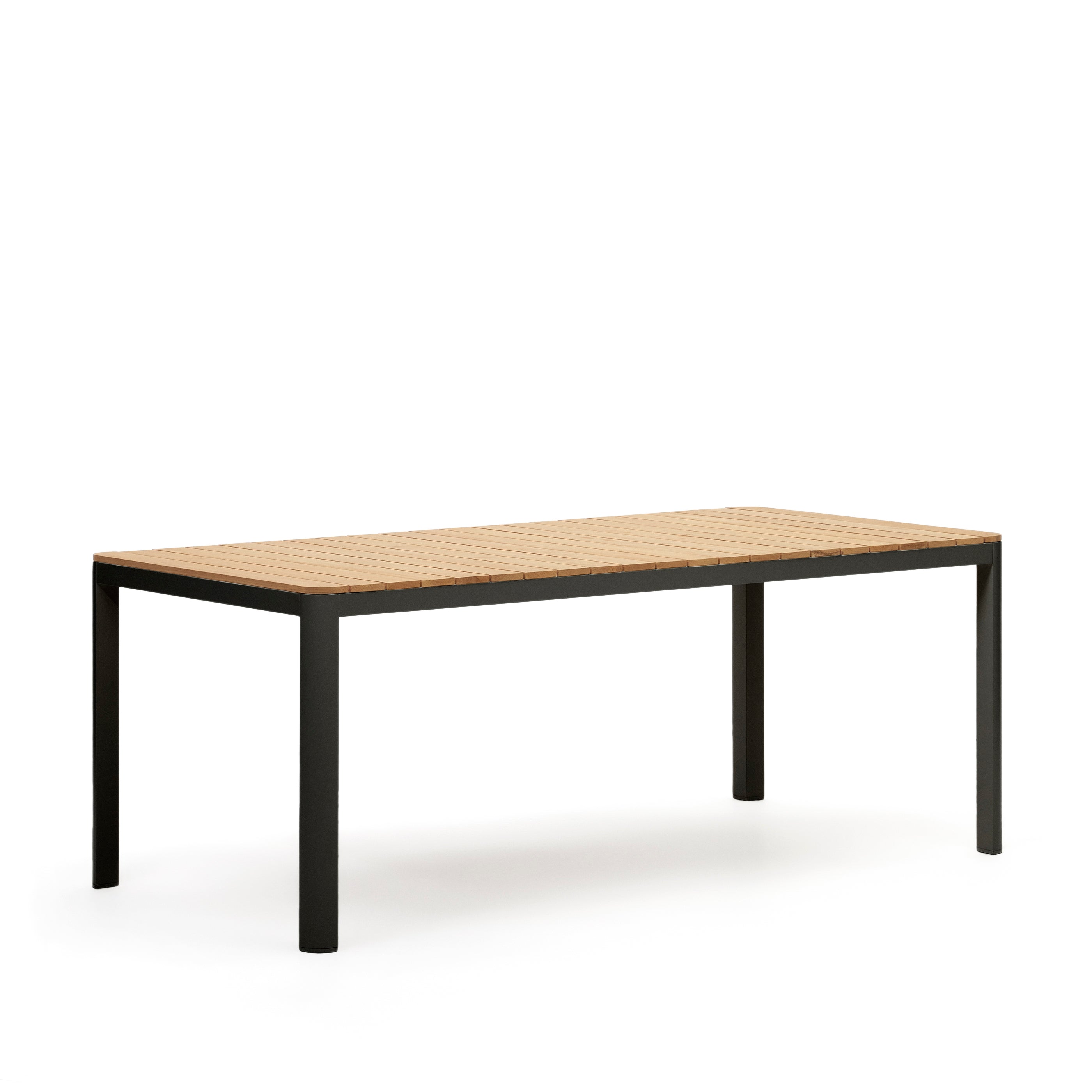 Bona aluminium and solid teak table, 100% outdoor suitable with black finish, 200 x 100 cm - Product Image