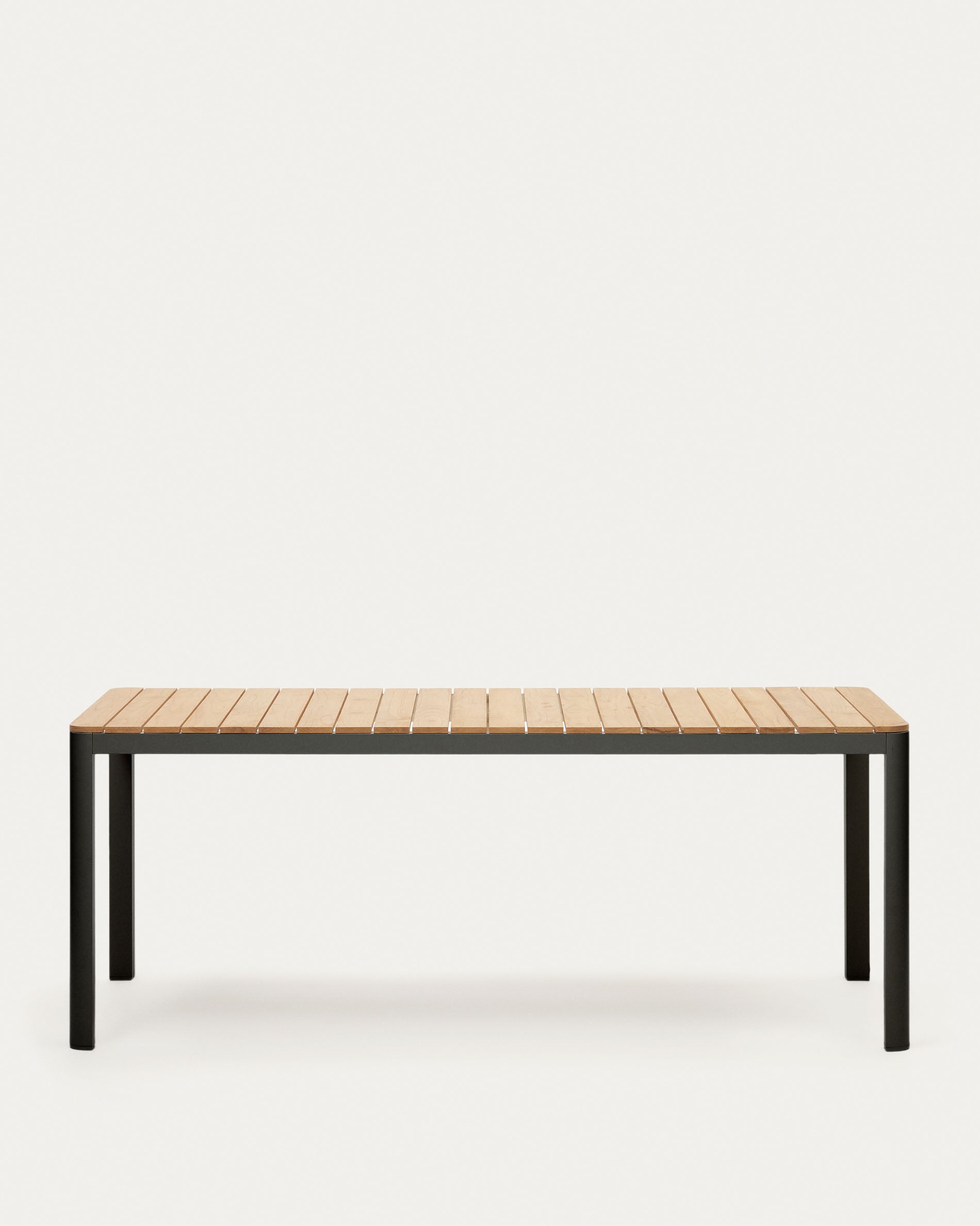 Bona aluminium and solid teak table, 100% outdoor suitable with black finish, 200 x 100 cm - Product View