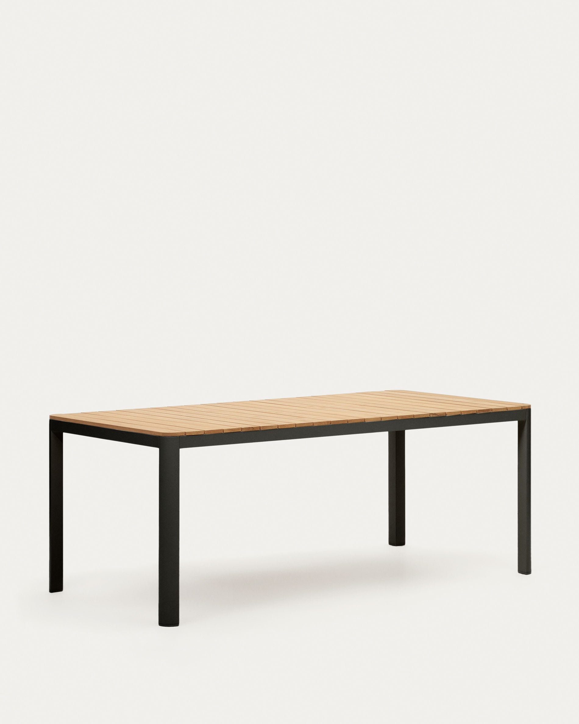 Bona aluminium and solid teak table, 100% outdoor suitable with black finish, 200 x 100 cm - Product View