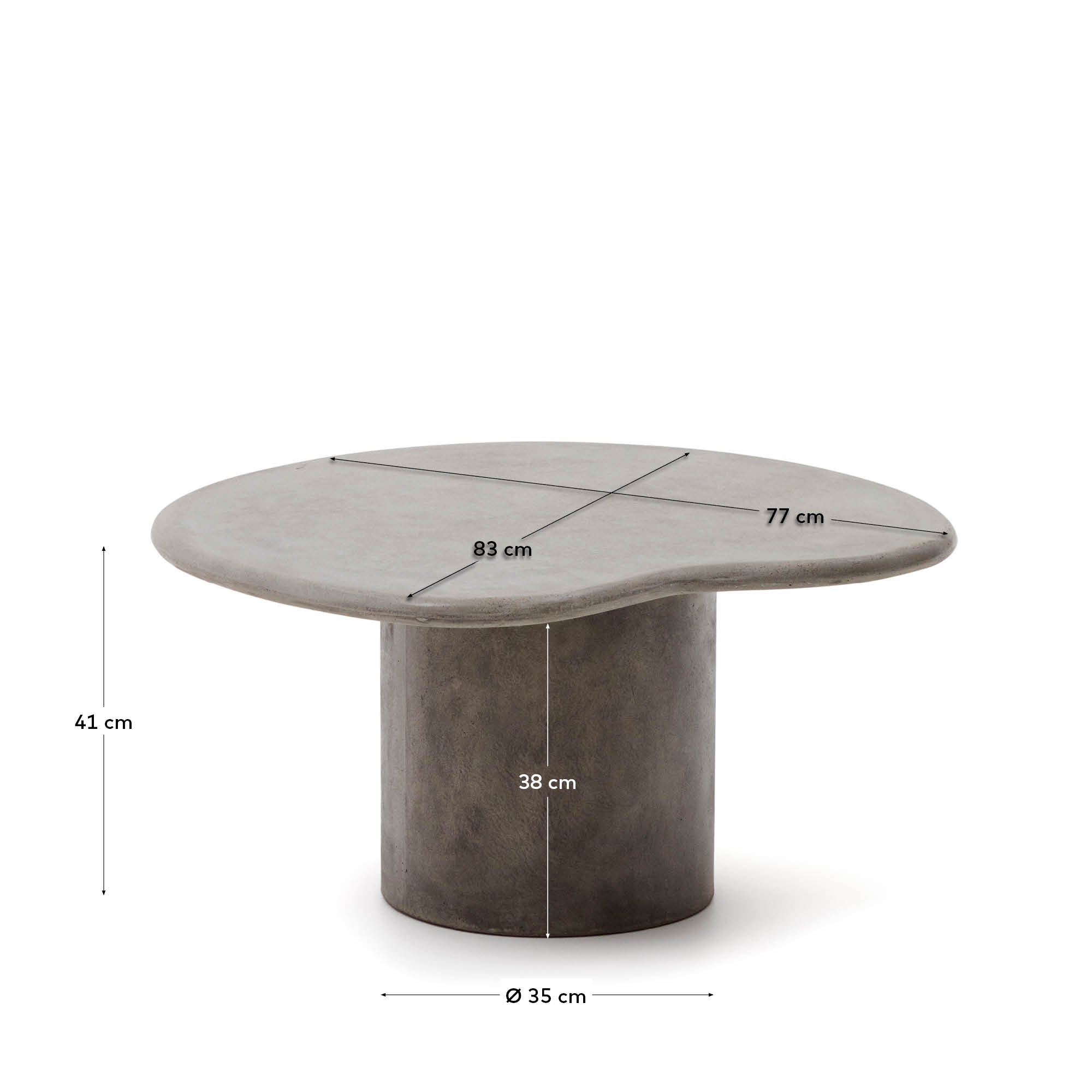 Macarella cement coffee table, 83 x 77 cm - Measurements