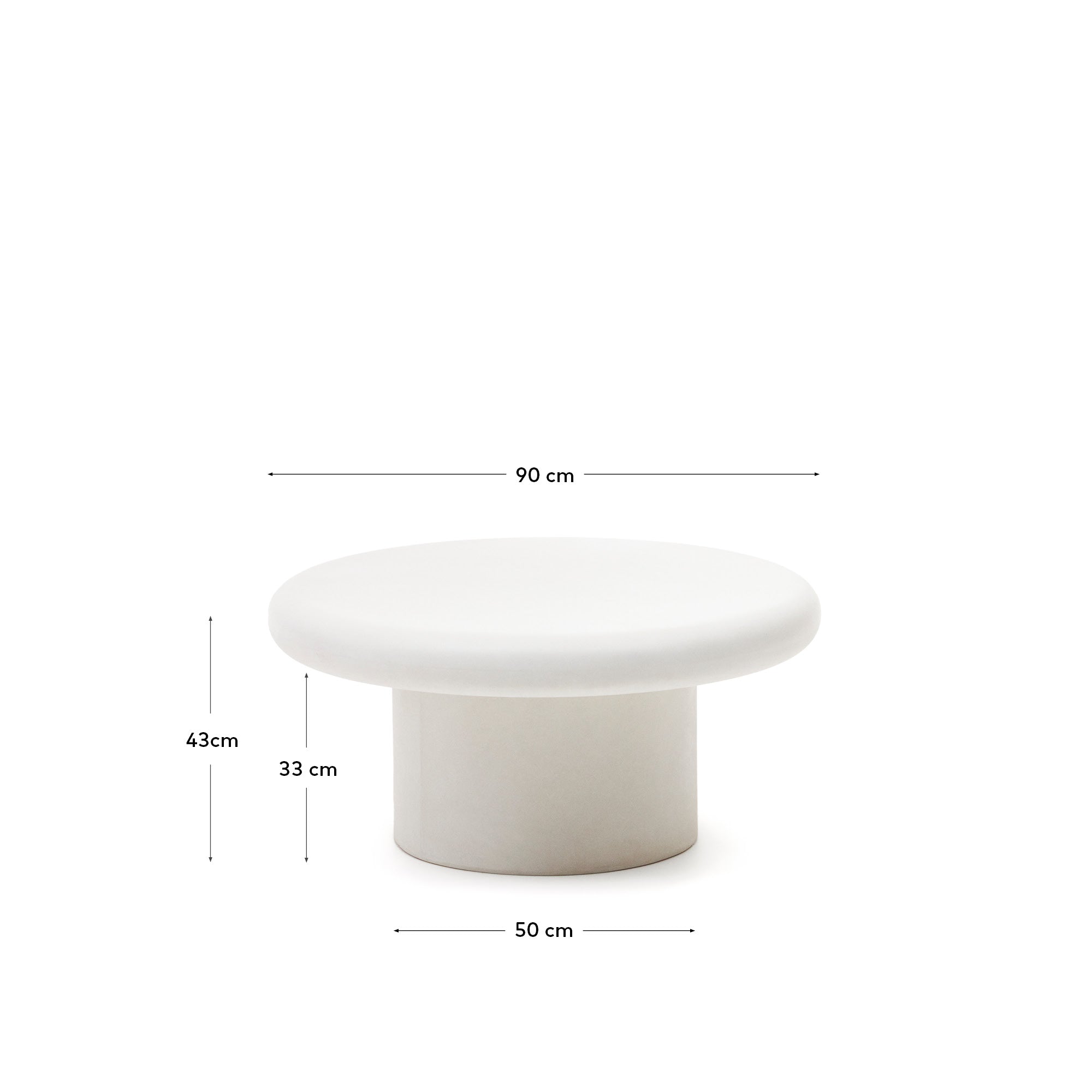 Addaia Round White Cement Coffee Table Ø90 cm - Measurements