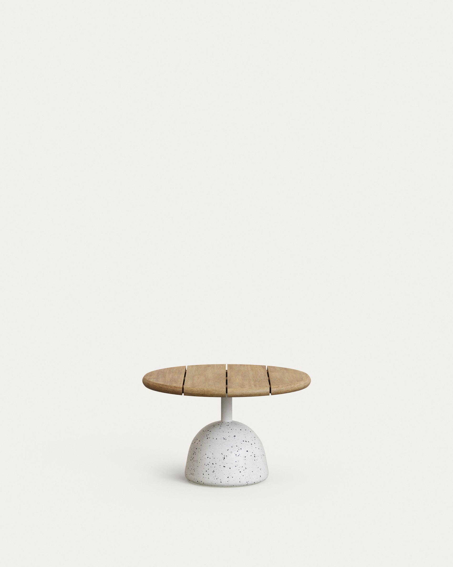 Saura coffee table with white terrazzo and natural acacia top, 32 x Ø55 cm FSC 100% - Product View