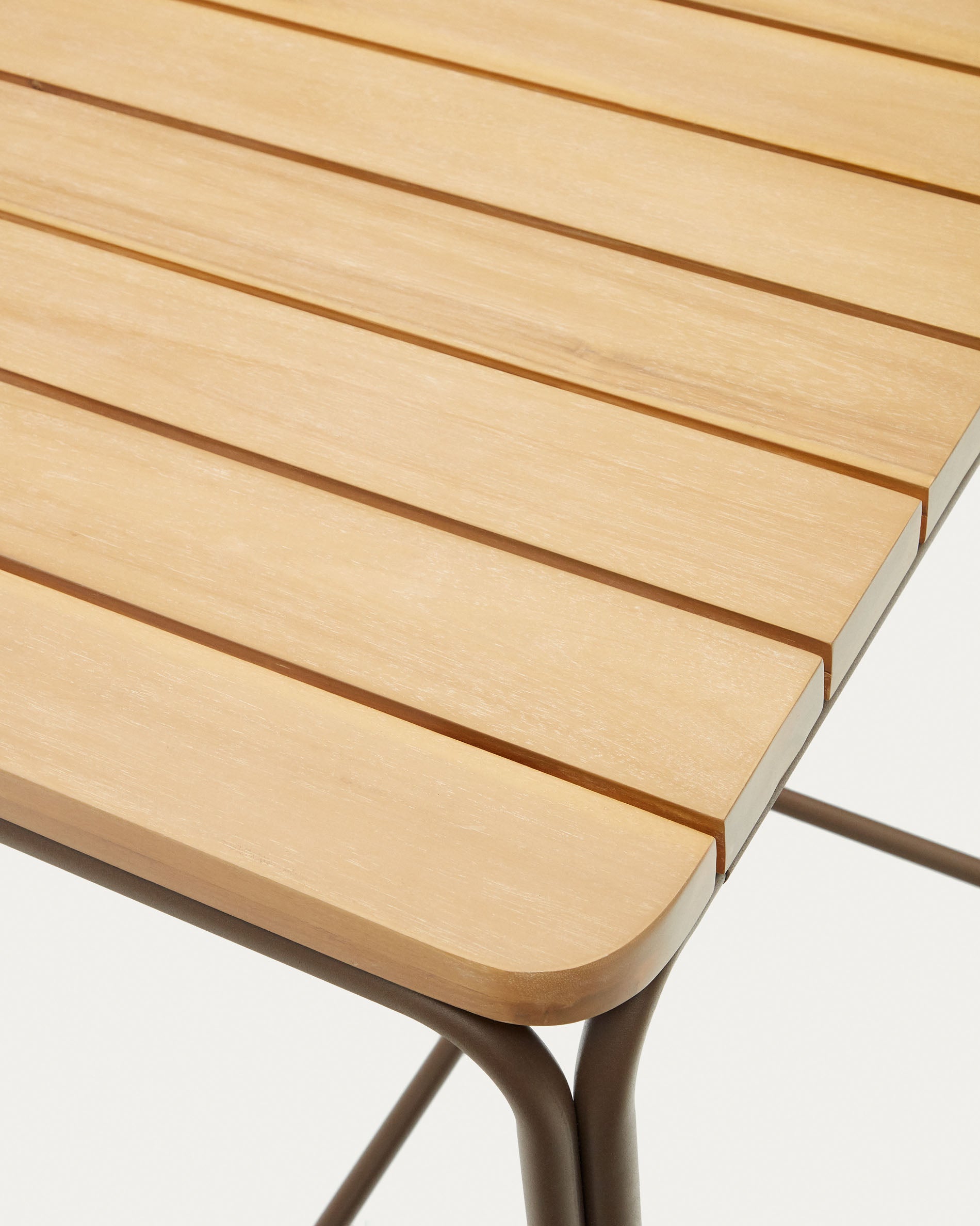 Salguer solid acacia & brown steel bar table, outdoor suitable, 70 x 70 cm FSC 100% - Detail