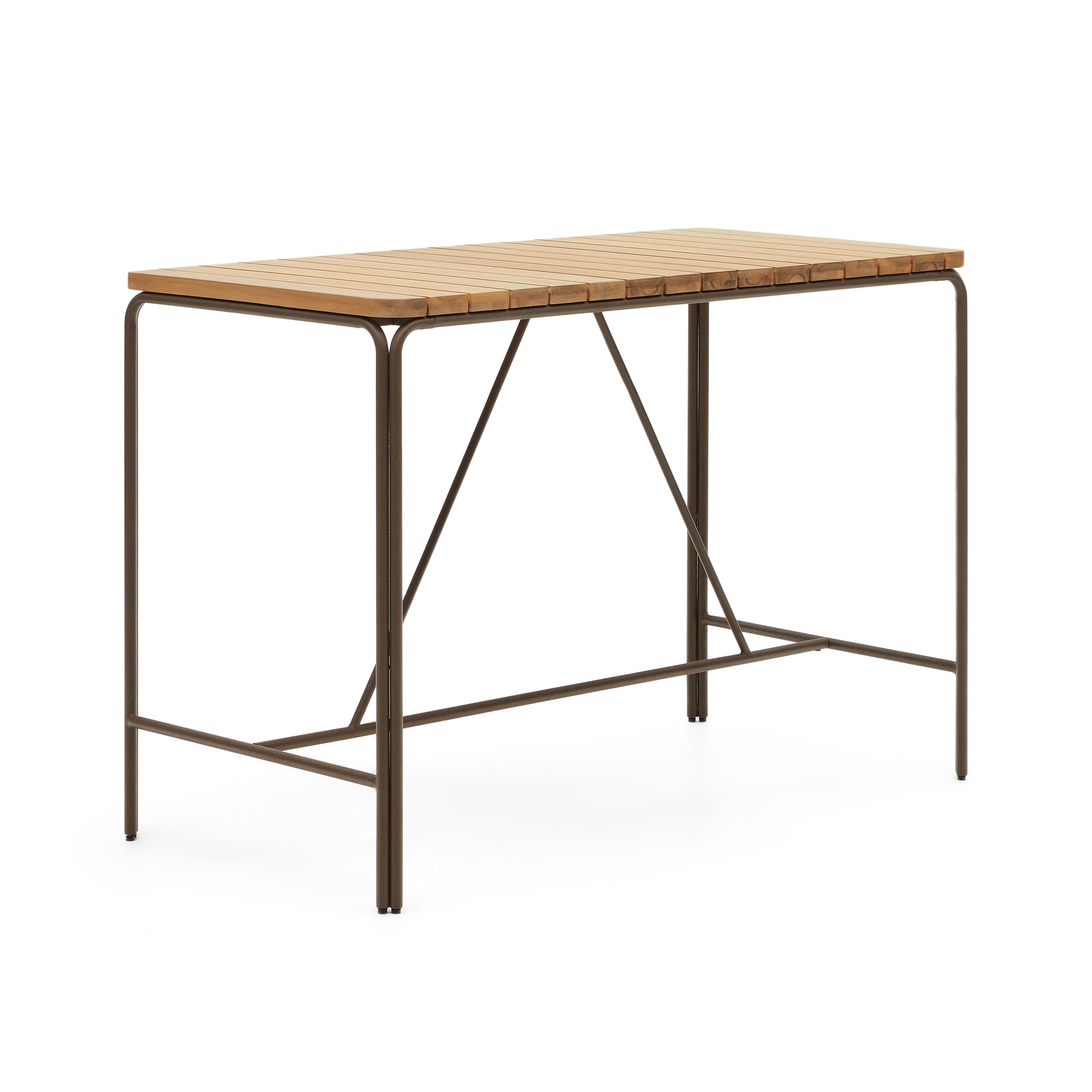 Salguer solid acacia & brown steel bar table, outdoor suitable, 140 x 70 cm FSC 100% - Product Image