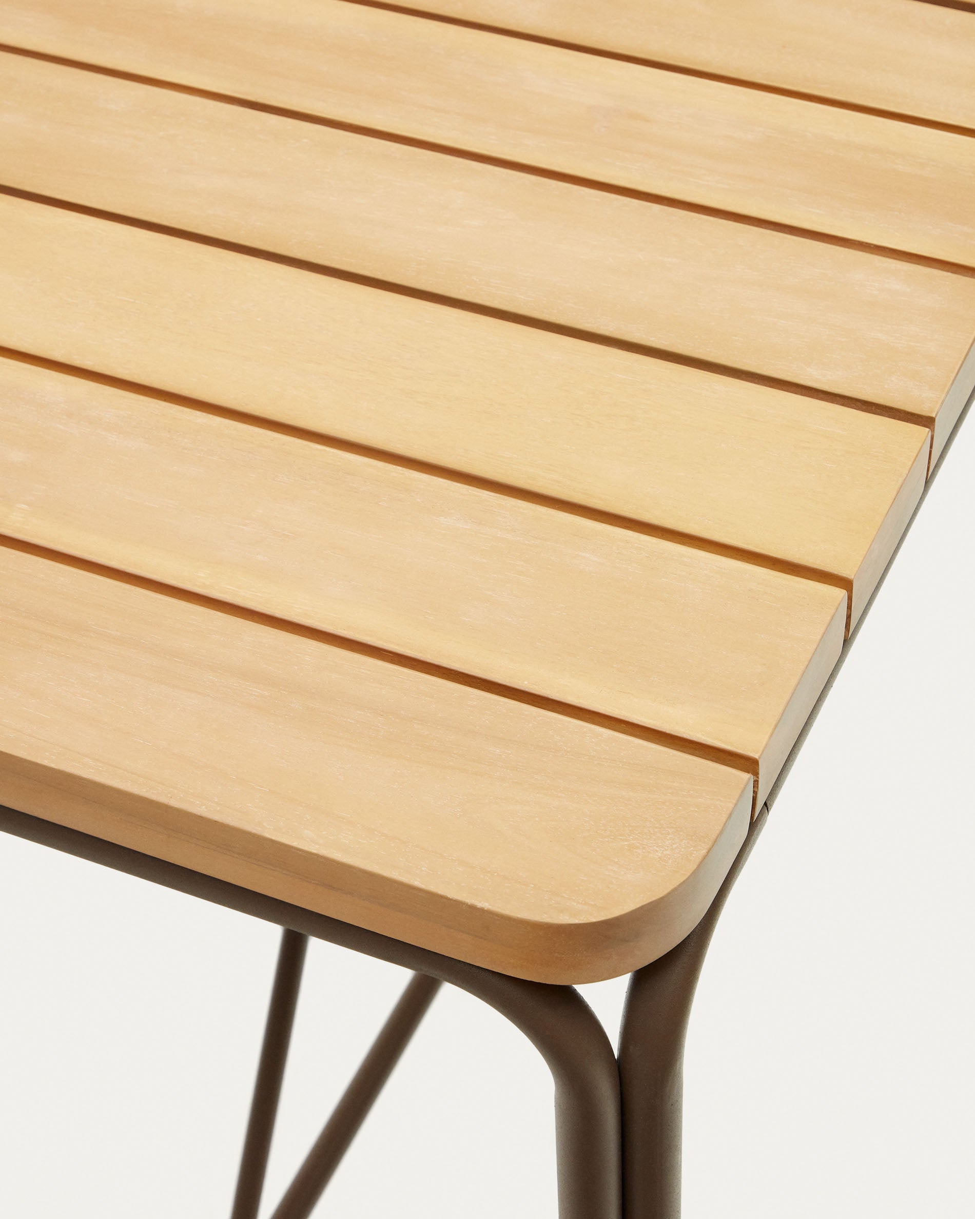 Salguer solid acacia & brown steel bar table, outdoor suitable, 140 x 70 cm FSC 100% - Detail