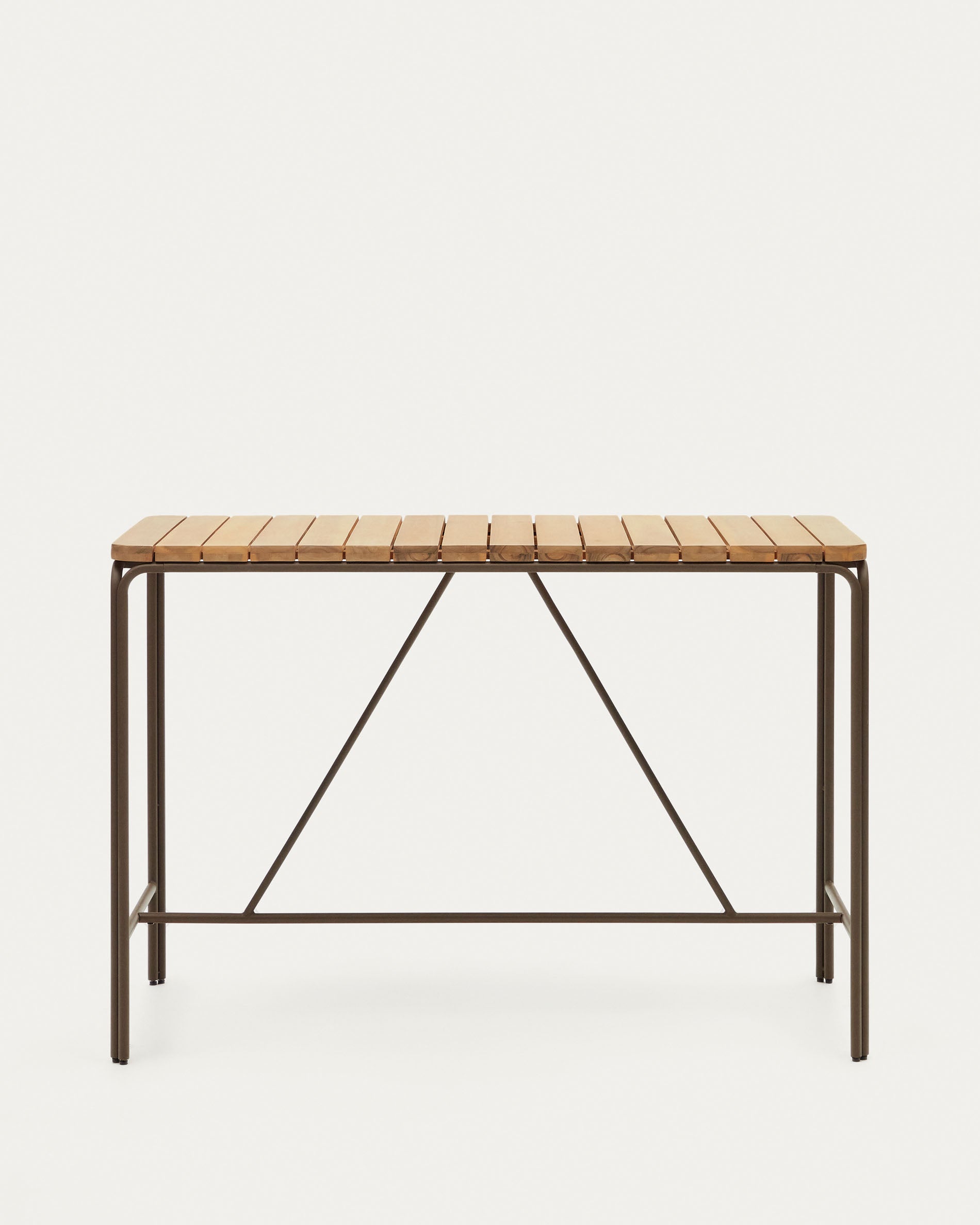 Salguer solid acacia & brown steel bar table, outdoor suitable, 140 x 70 cm FSC 100% - Product View