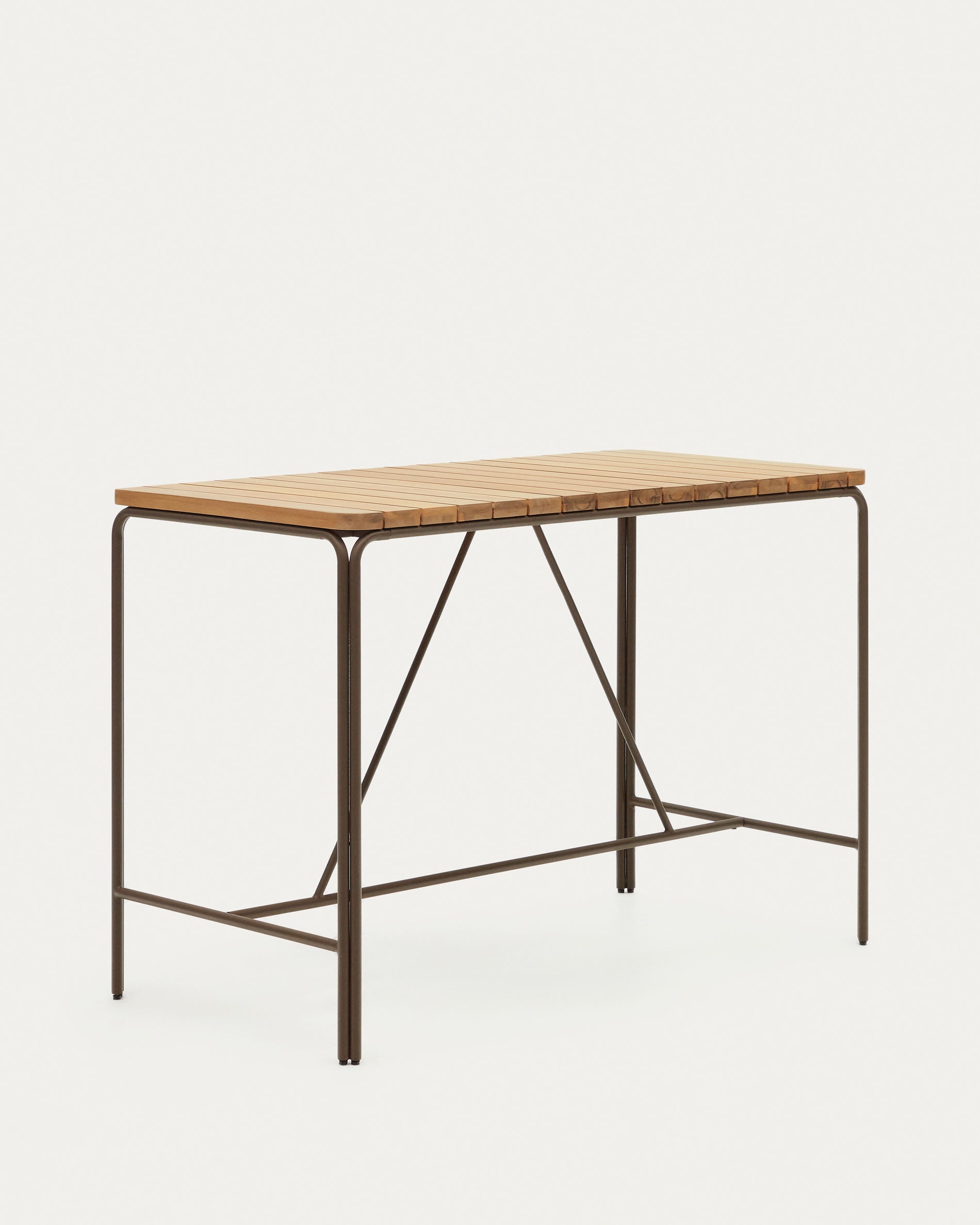 Salguer solid acacia & brown steel bar table, outdoor suitable, 140 x 70 cm FSC 100% - Product View
