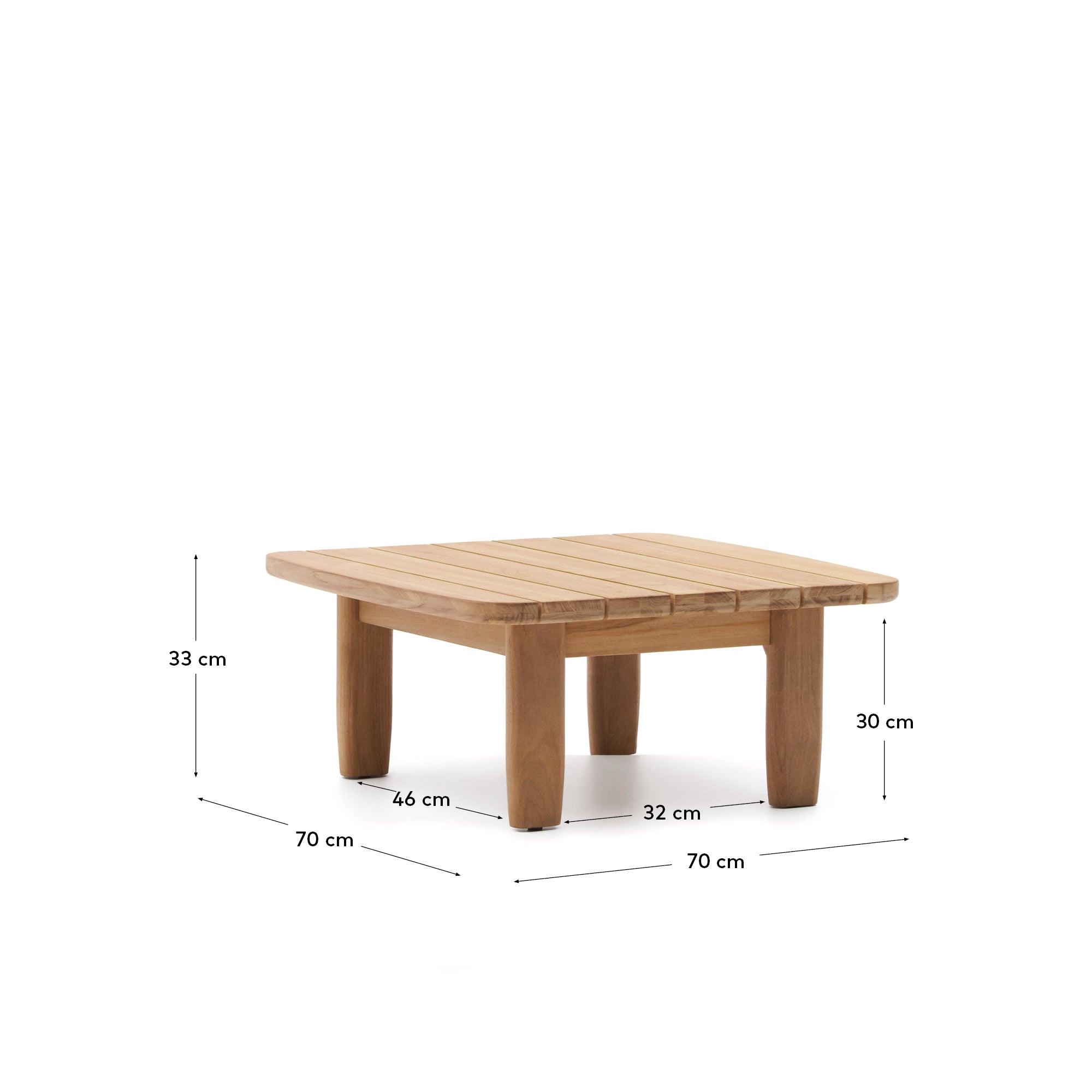 Tirant side table made from solid teak wood 70 x 70 cm FSC 100% - Measurements