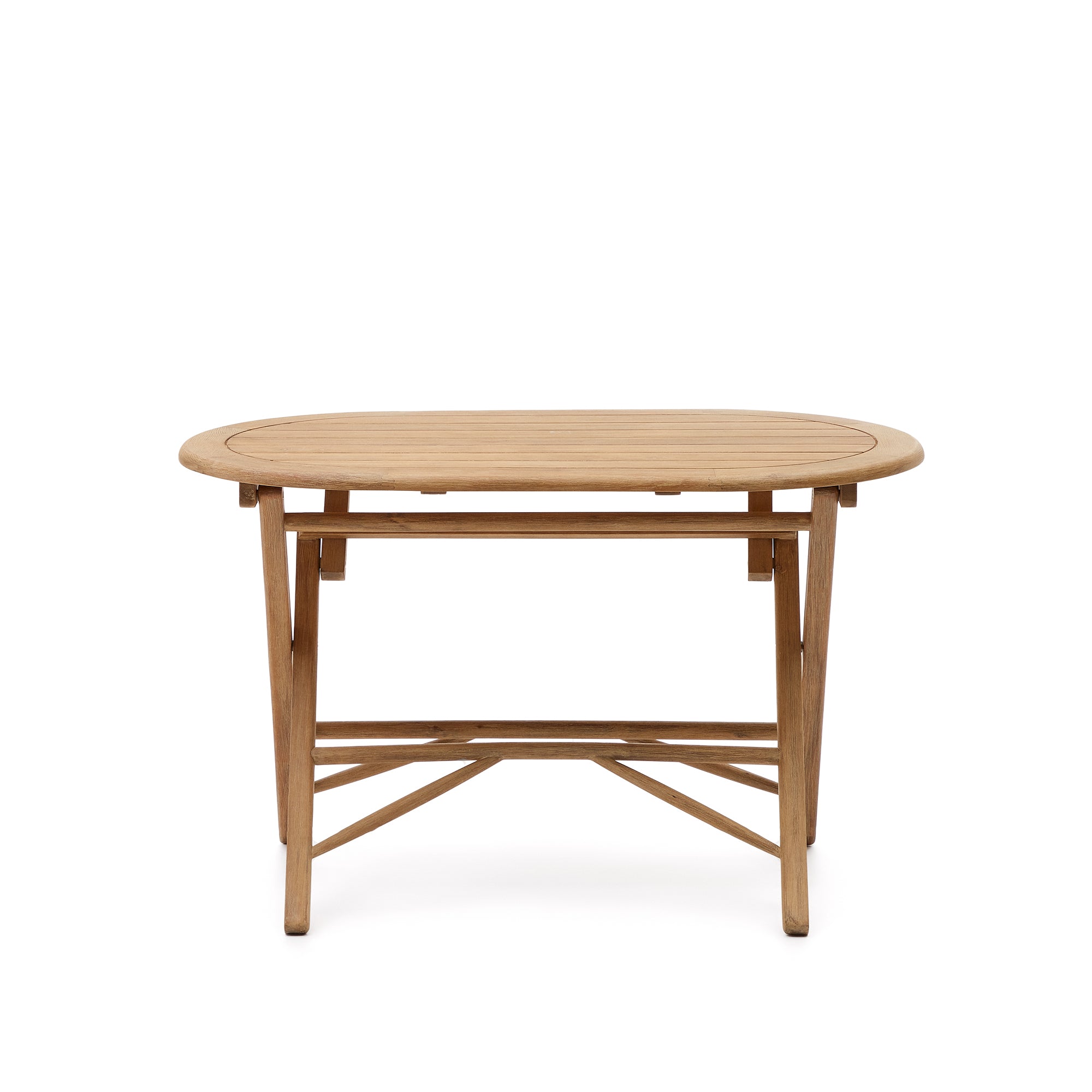Dandara összecsukható asztal 100% FSC minősített szilárd akácfa natúr befejezéssel, Ø 120 x 60 cm