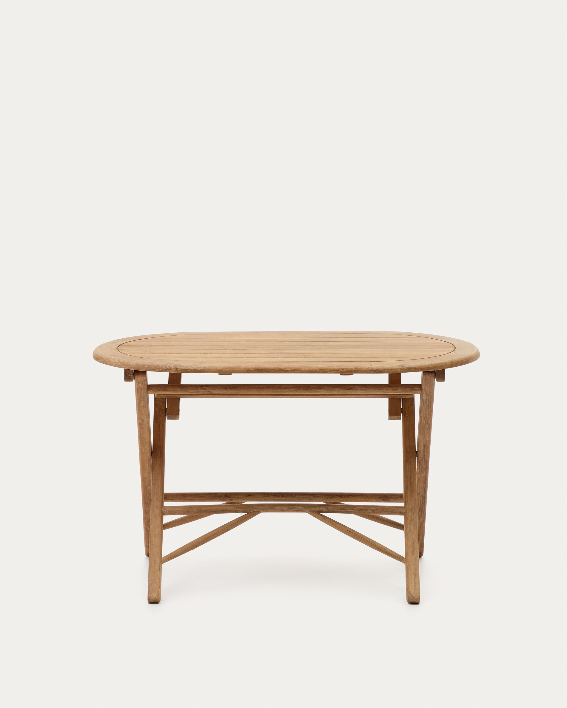 Dandara folding table in solid acacia wood natural finish, Ø 120 x 60 cm FSC 100% - Product View