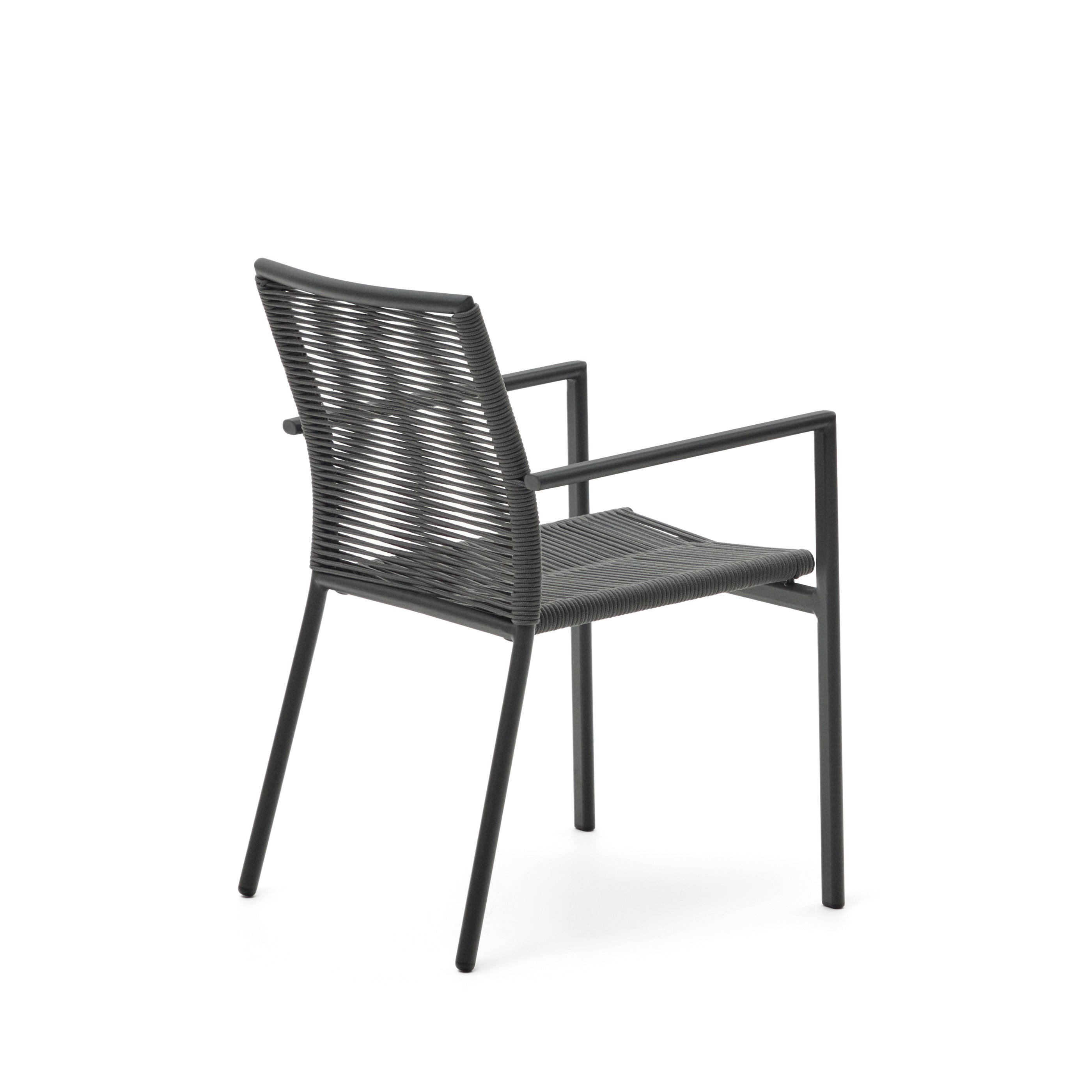 Culip aluminium and cord stackable outdoor chair in grey - Product Image