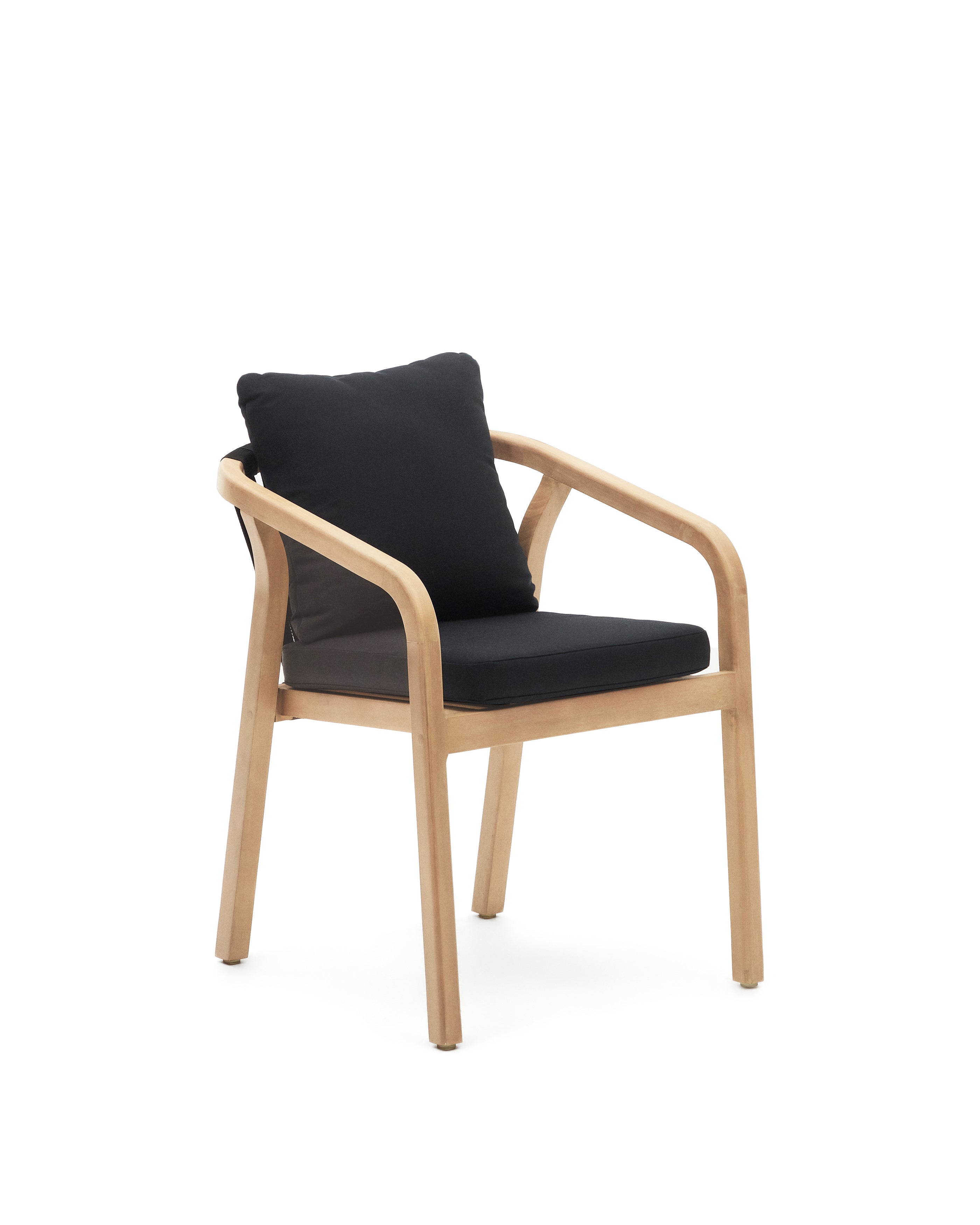 Malaret stackable chair in solid eucalyptus and black cord, FSC - Product Image