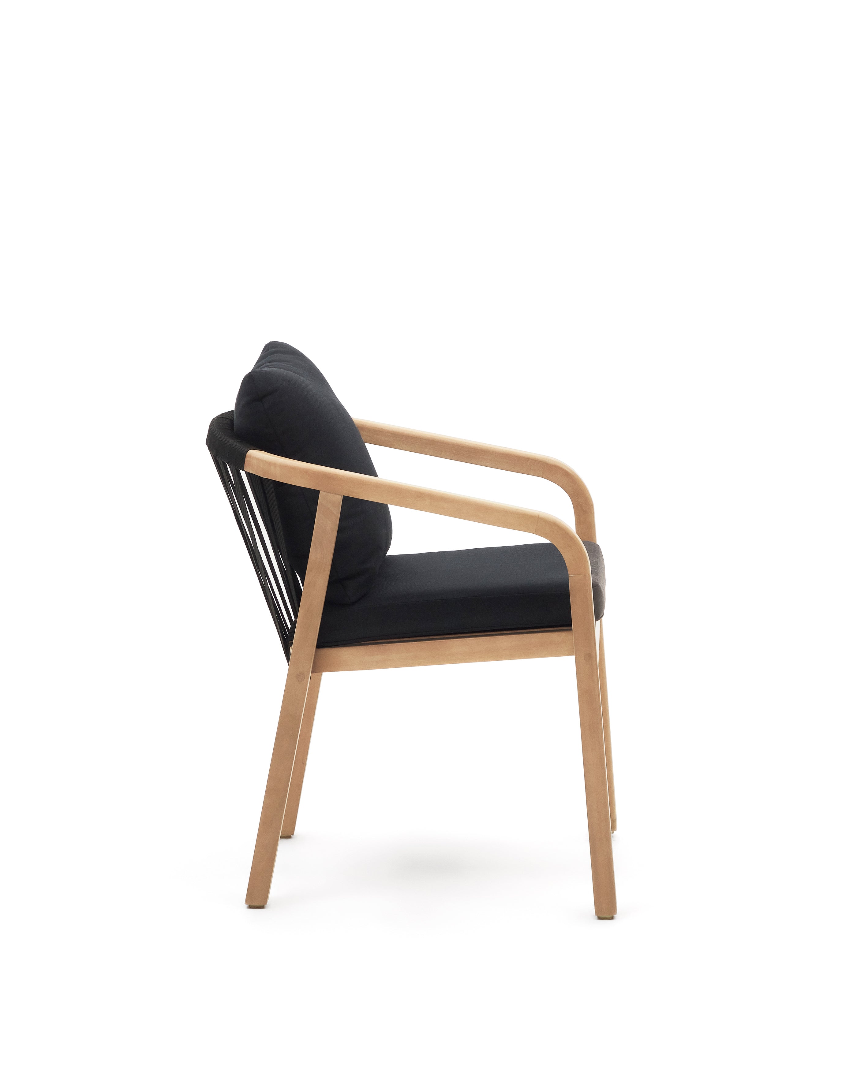 Malaret stackable chair in solid eucalyptus and black cord, FSC - Product Image