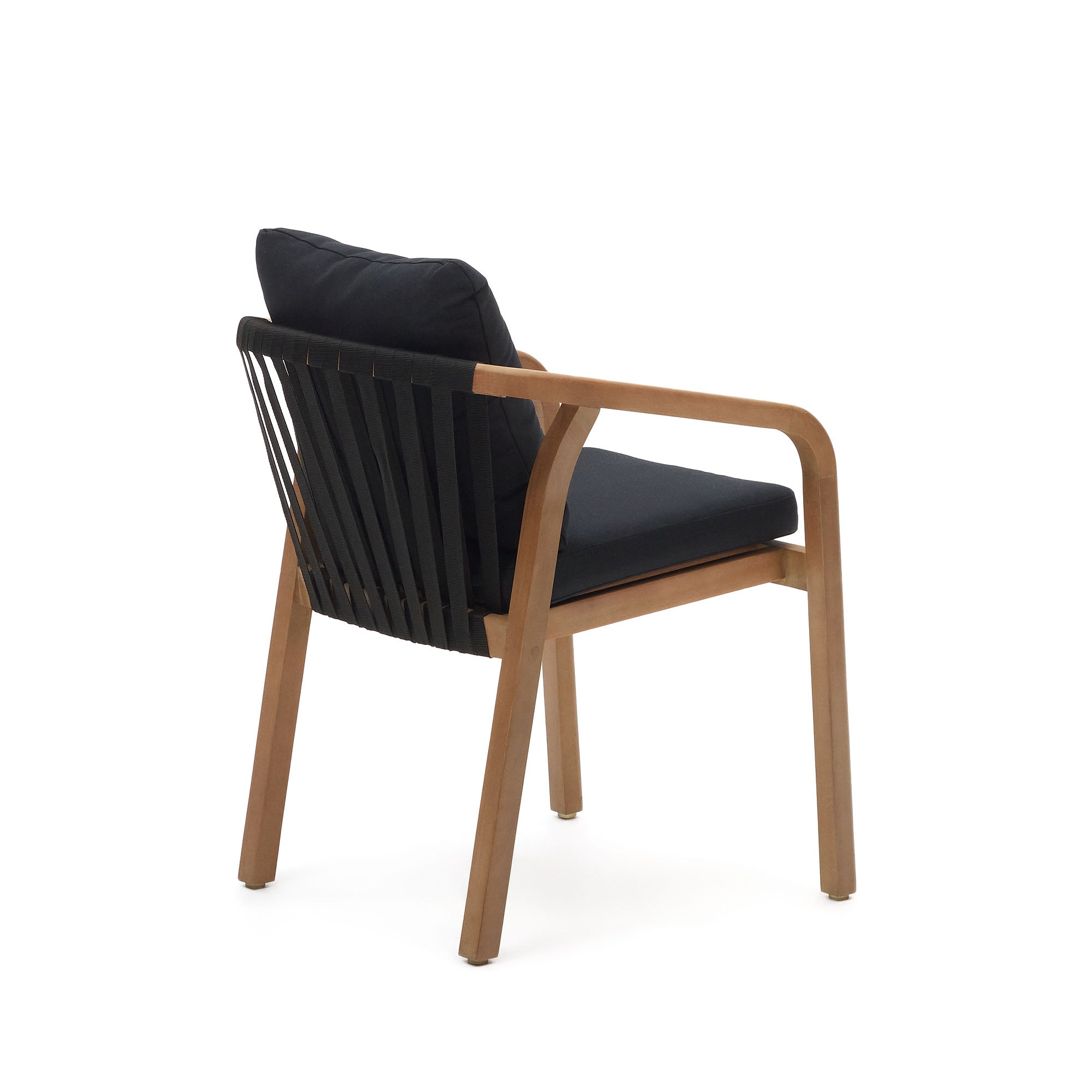 Malaret stackable chair in solid eucalyptus and black cord, FSC - Product Image