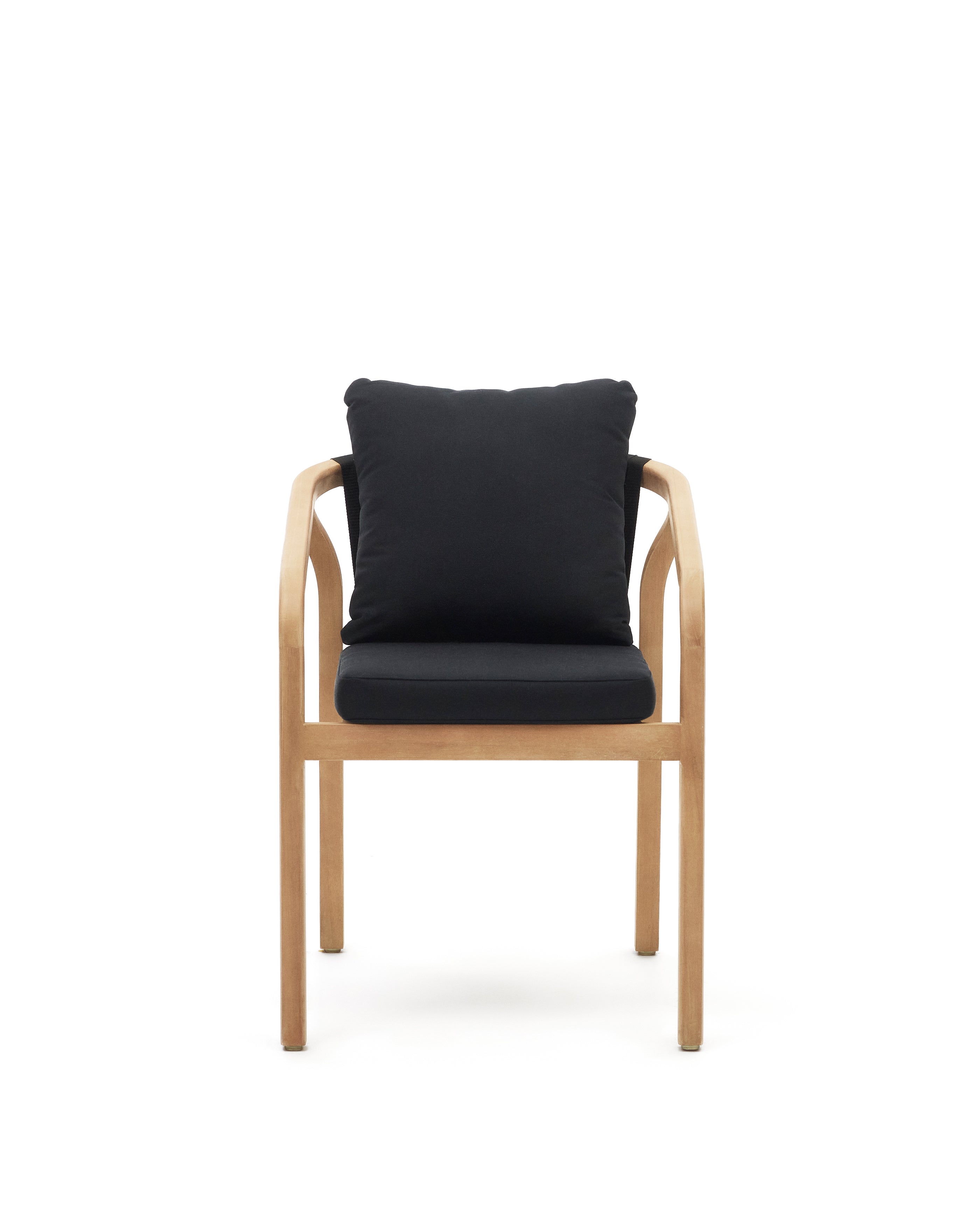 Malaret stackable chair in solid eucalyptus and black cord, FSC - Product Image