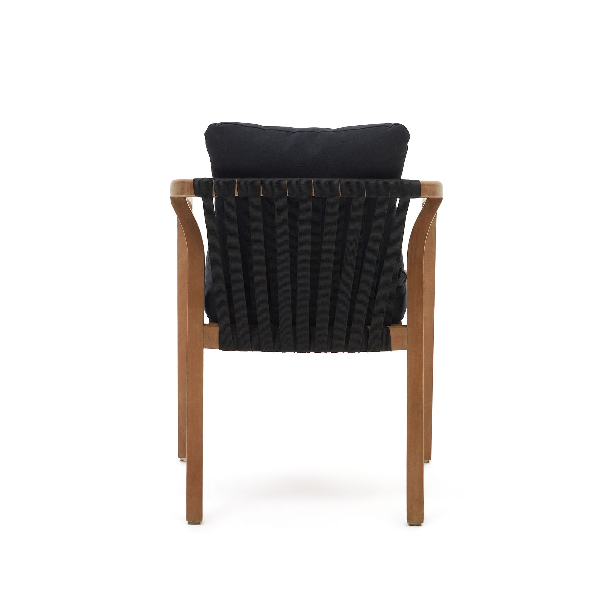 Malaret stackable chair in solid eucalyptus and black cord, FSC - Product Image