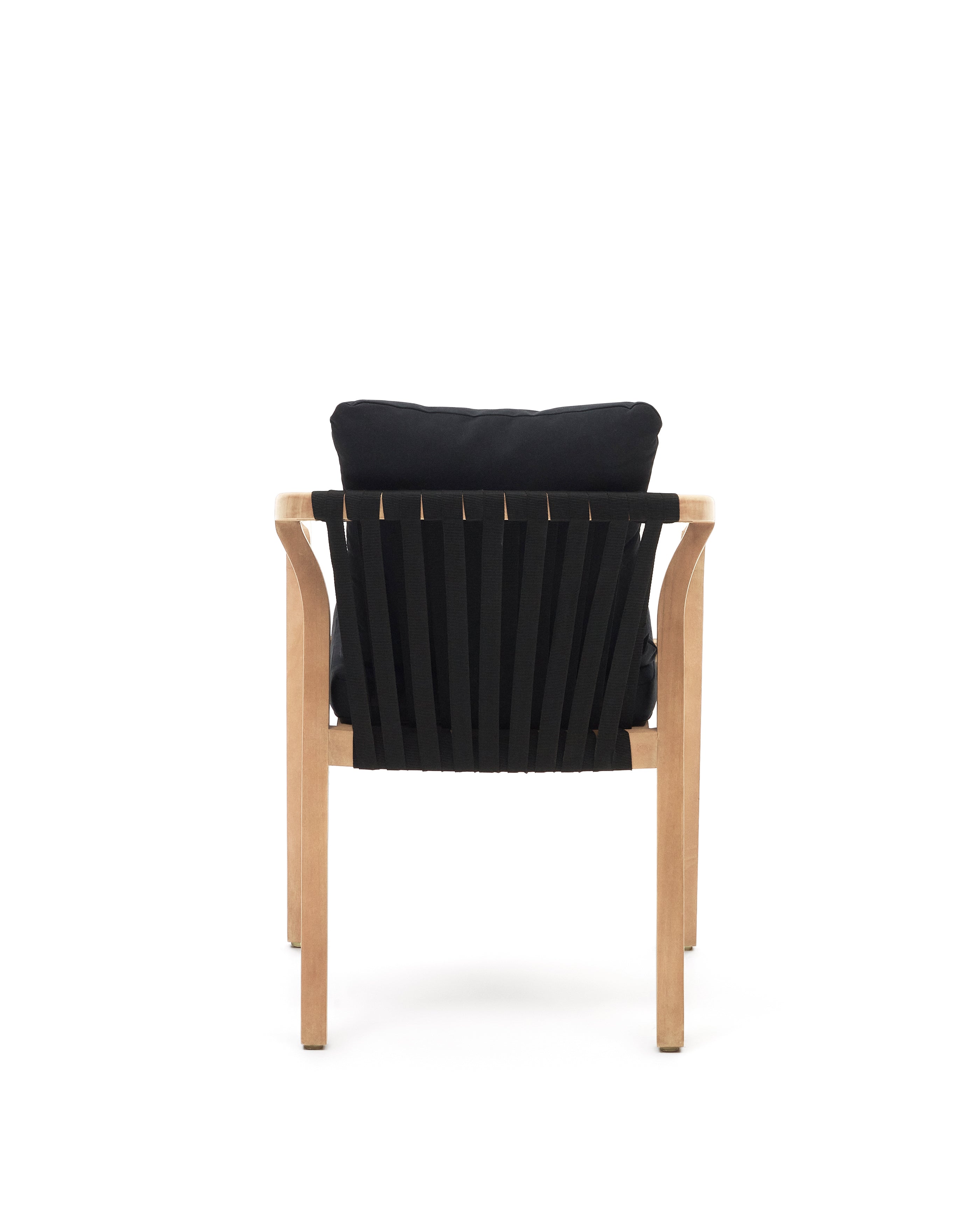Malaret stackable chair in solid eucalyptus and black cord, FSC - Product Image