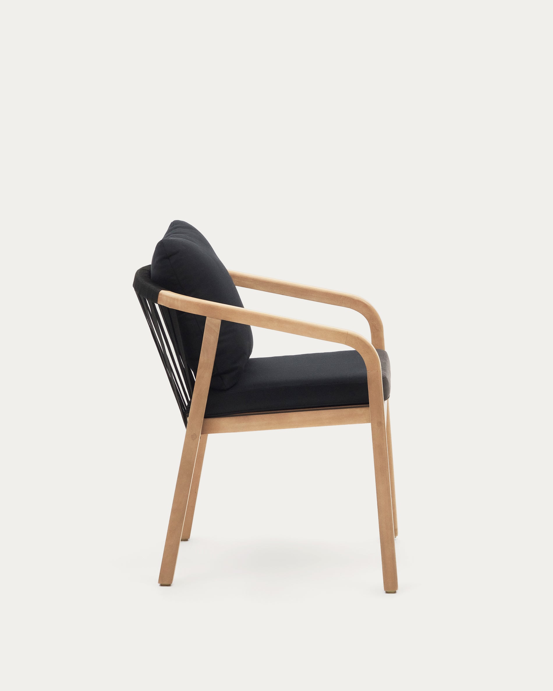Malaret stackable chair in solid eucalyptus and black cord, FSC - Product View