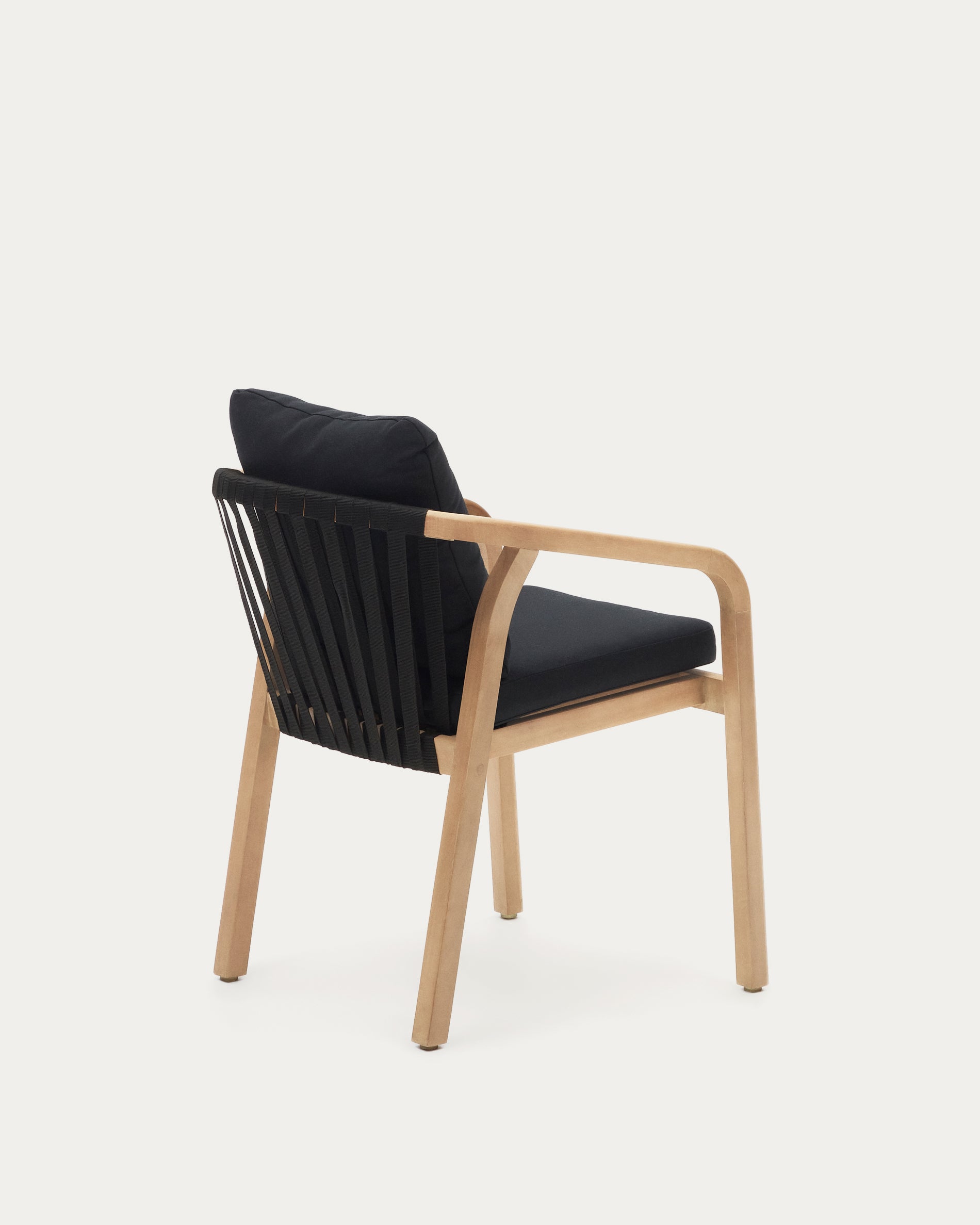 Malaret stackable chair in solid eucalyptus and black cord, FSC - Product View