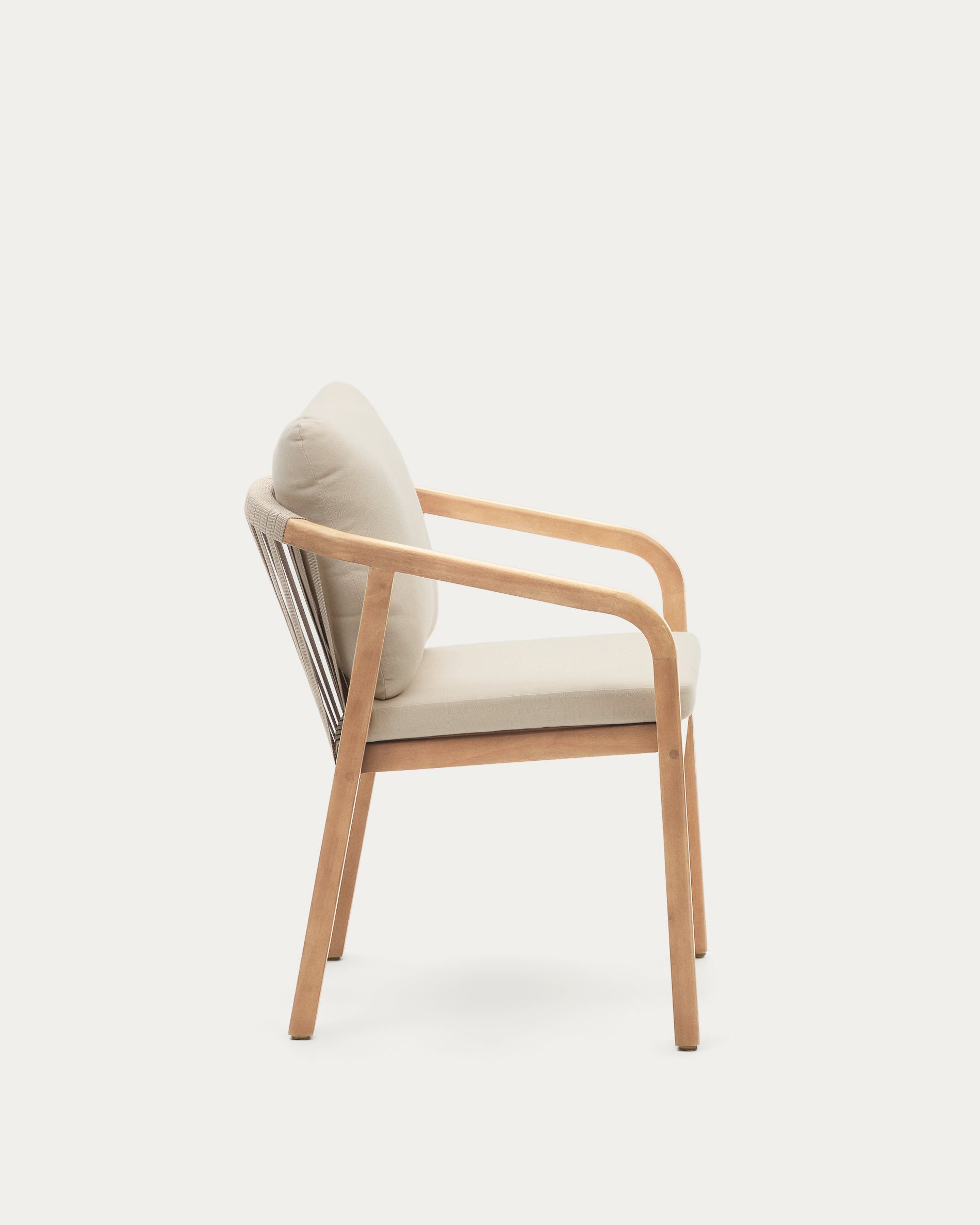 Malaret stackable chair in solid eucalyptus and beige cord, FSC - Product View